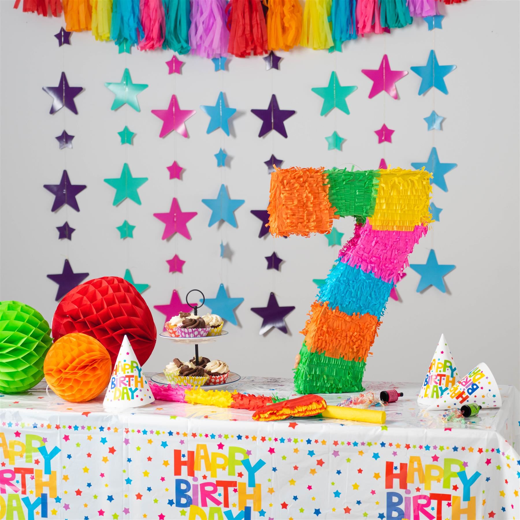 Number 7 Pop-Out Pinata with Stick & Blindfold - Multi Stick