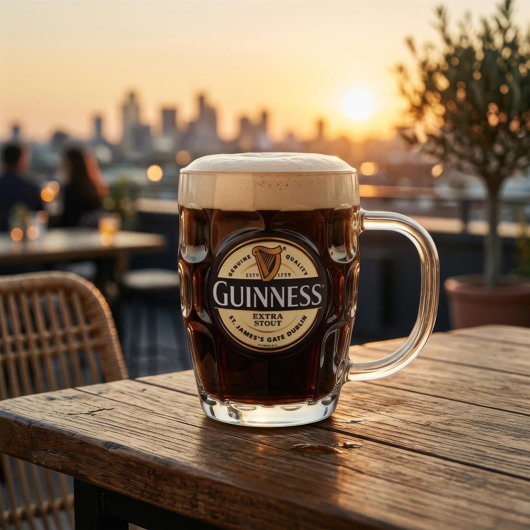 Guinness Label Dimpled Glass Tankard