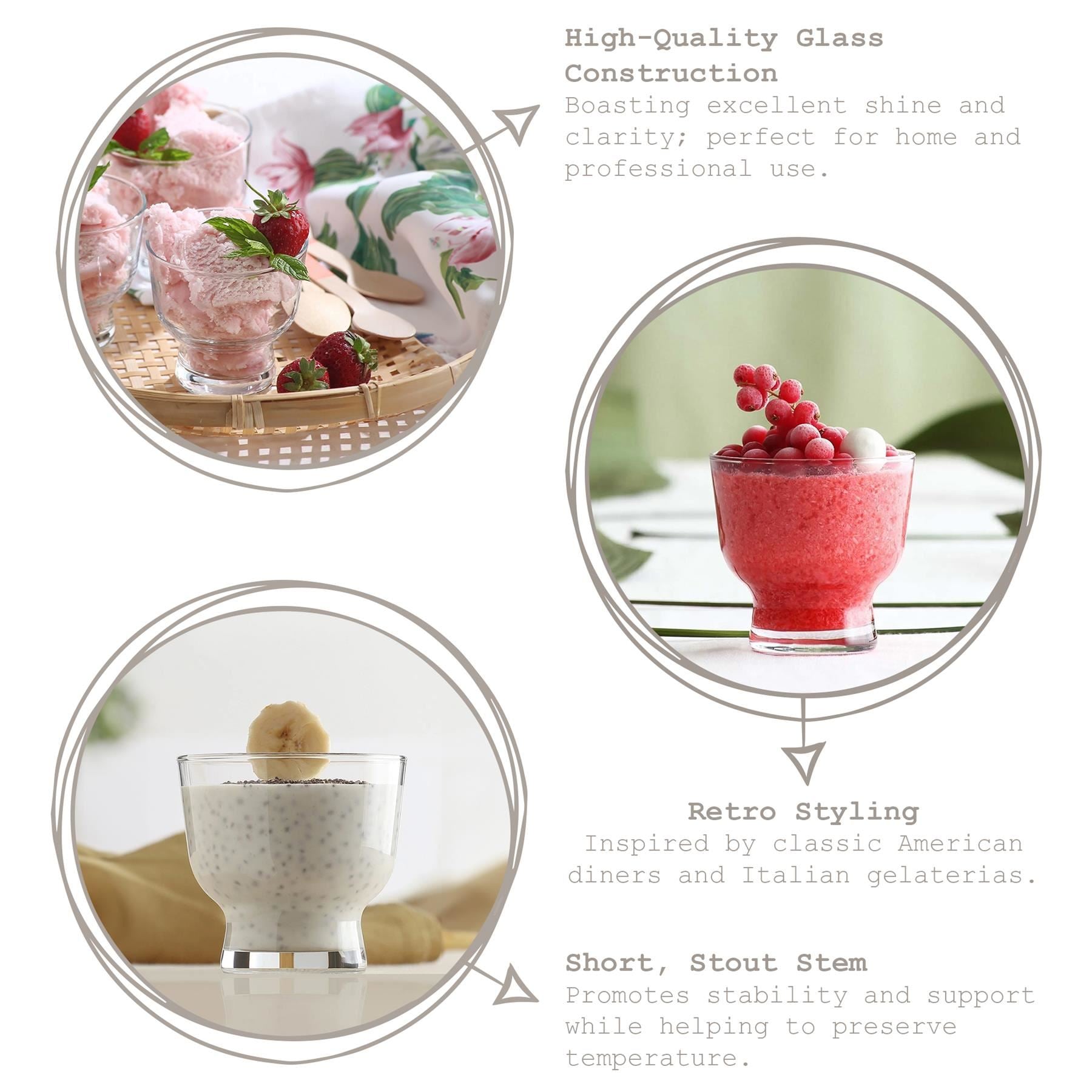 240ml Petit Glass Ice Cream Bowls - Pack of 6