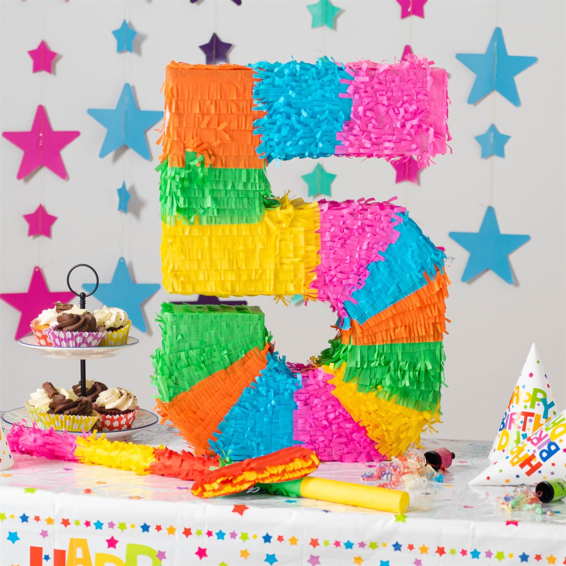 Number 5 Pop-Out Pinata with Stick & Blindfold - Multi Stick