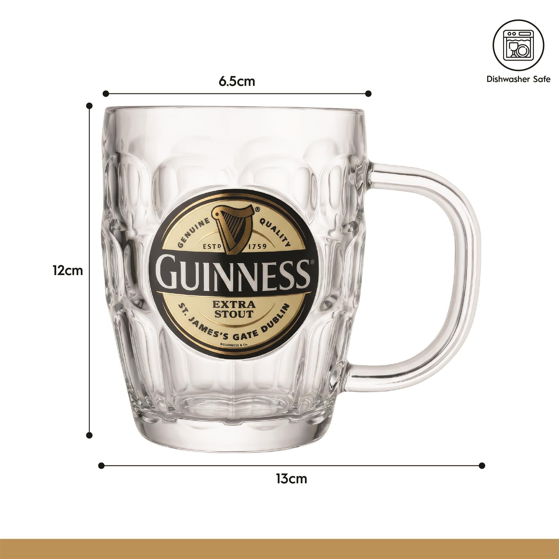 Guinness Label Dimpled Glass Tankard