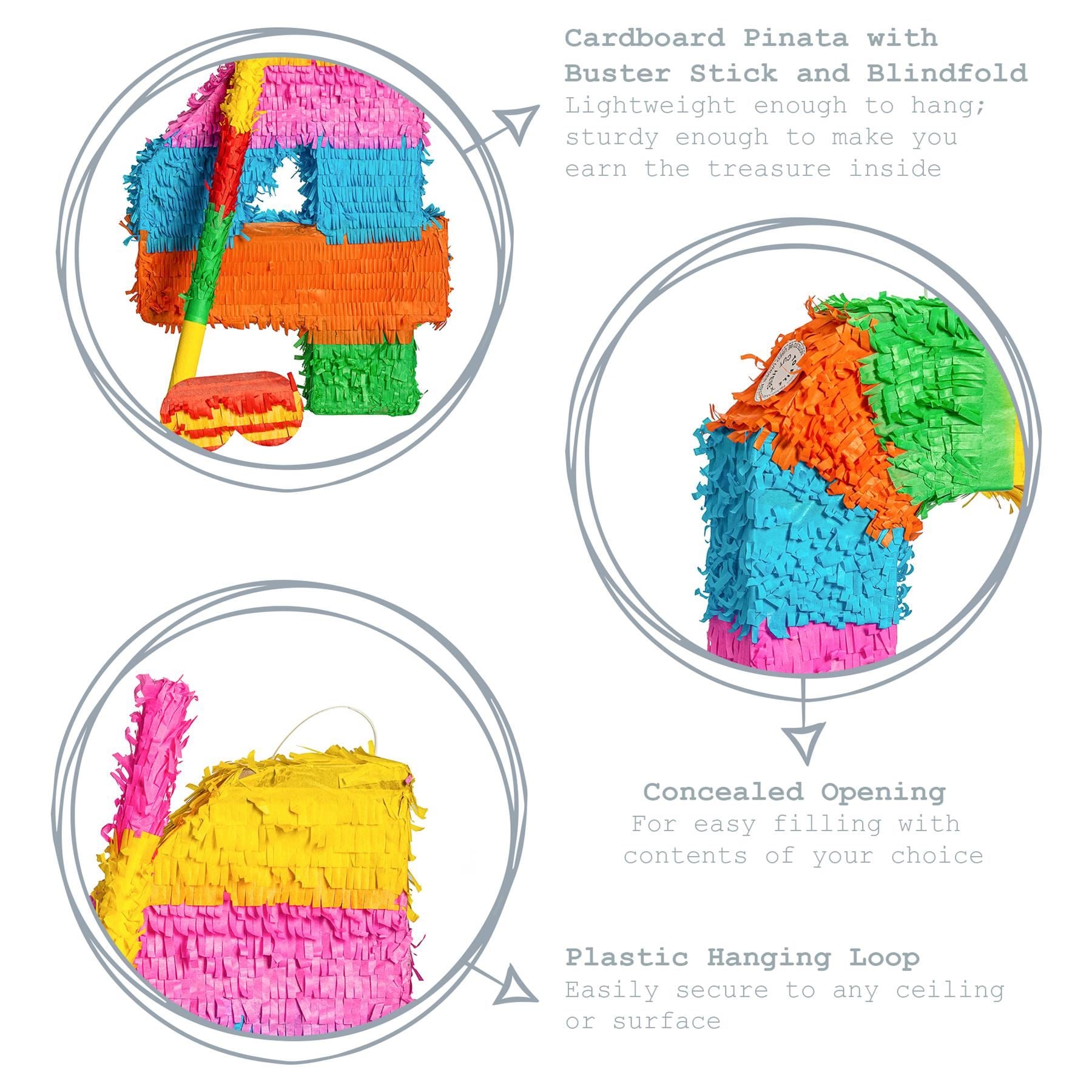 Number 4 Pop-Out Pinata with Stick & Blindfold - Multi Stick