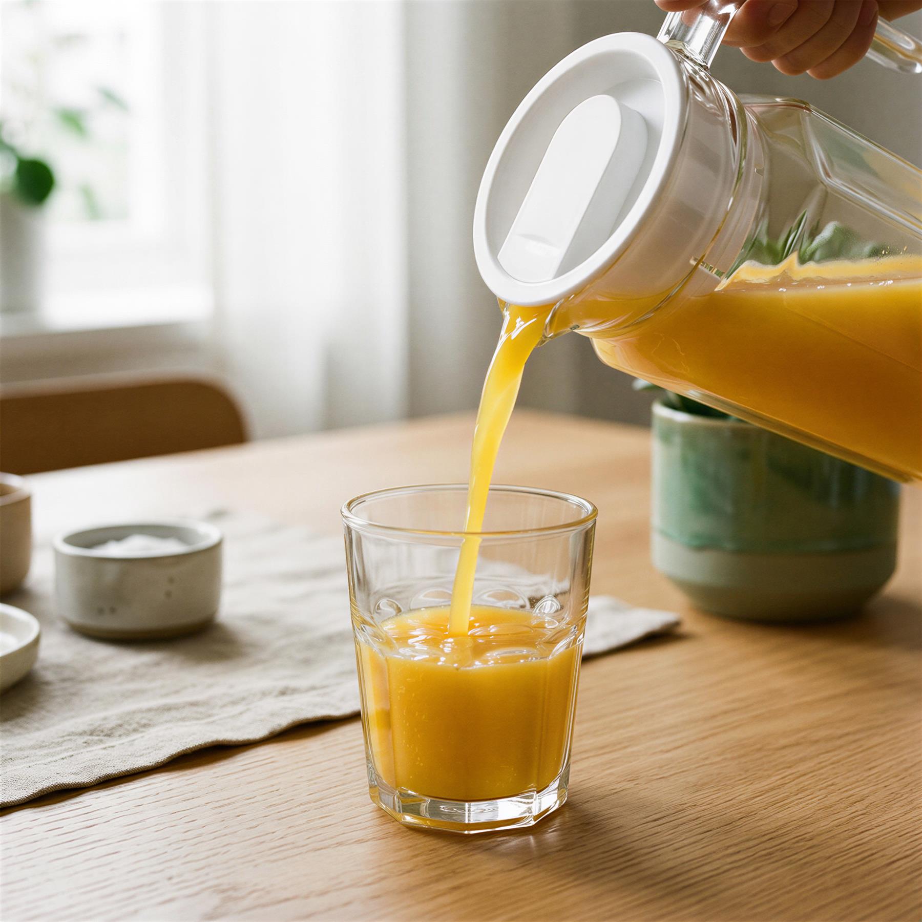 1L Glass Water Jug with White Silicone Lid - Clear