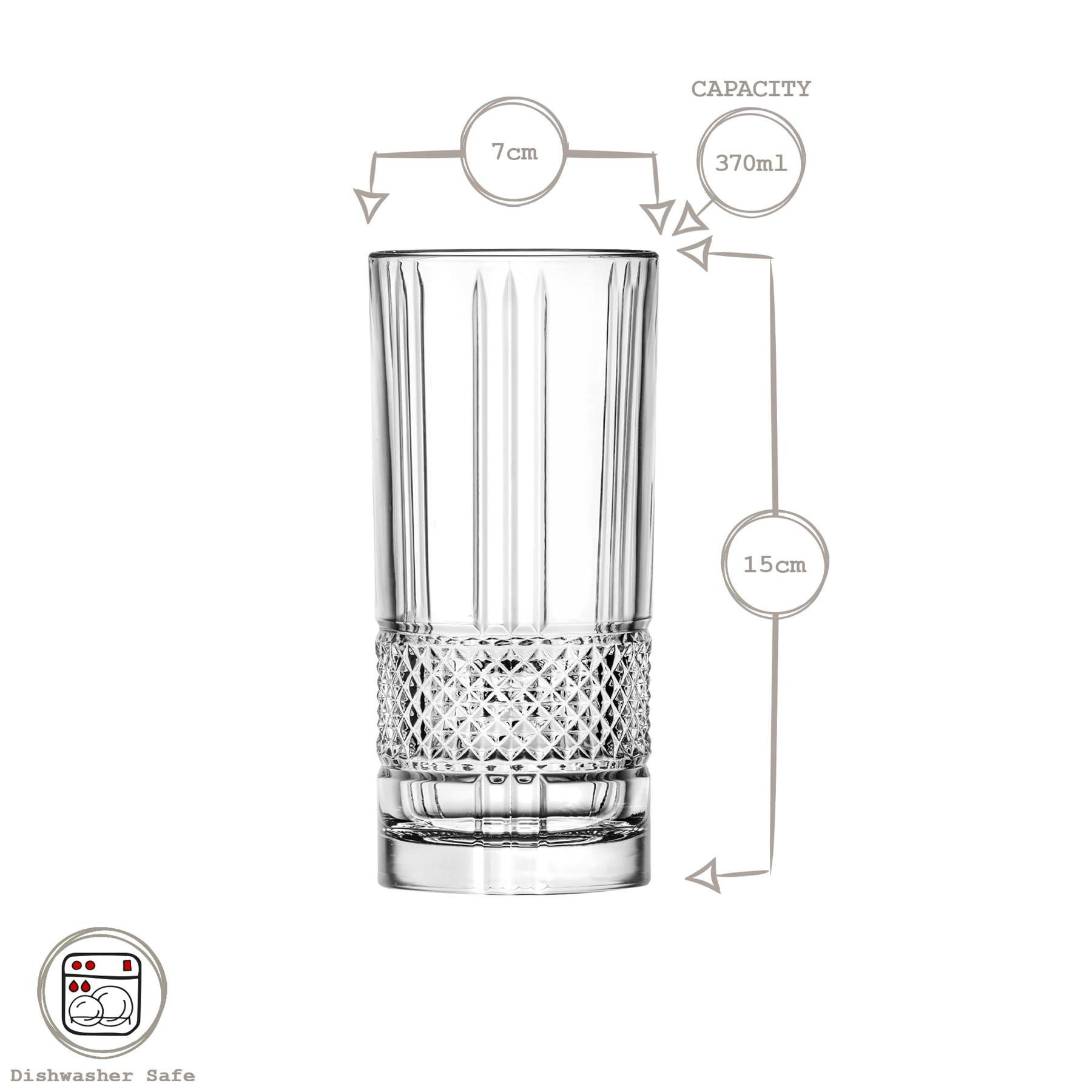 370ml Brillante Highball Glasses - Pack of 6