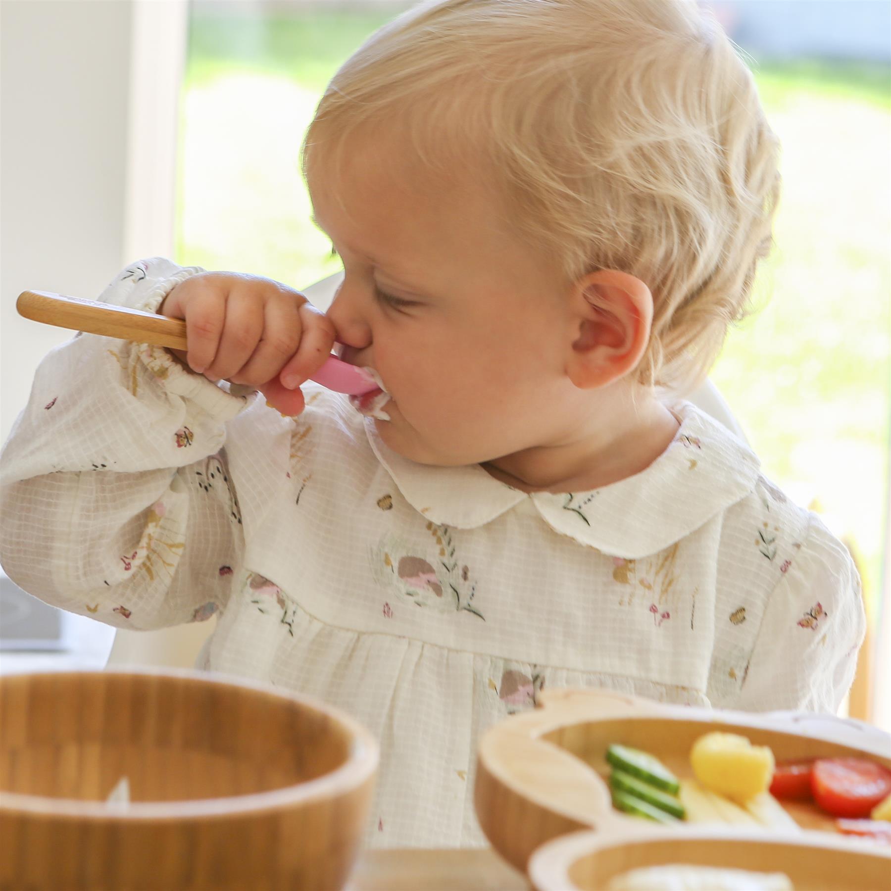 2pc Bamboo Baby Weaning Fork & Spoon Set