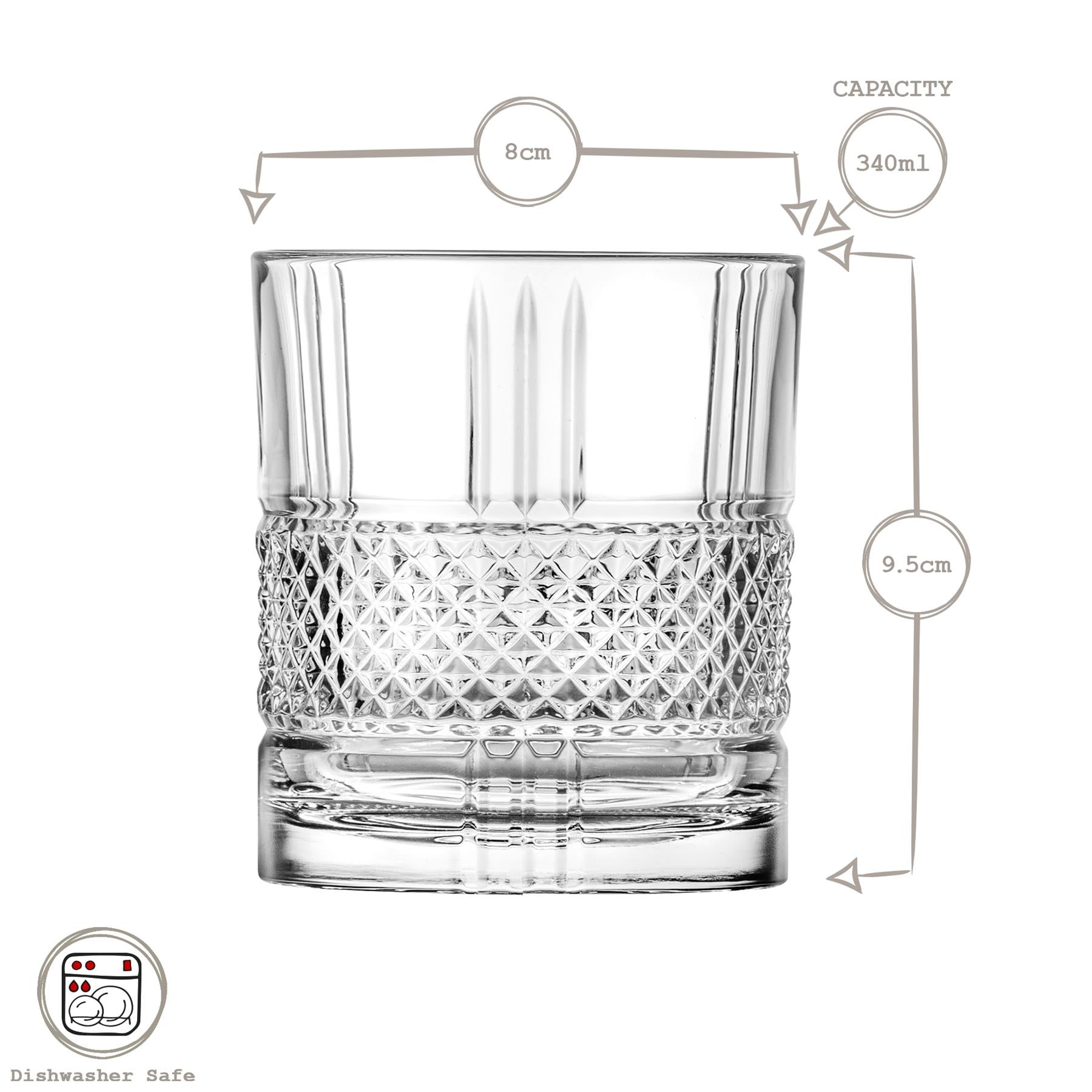 340ml Brillante DOF Whisky Glasses - Pack of 6
