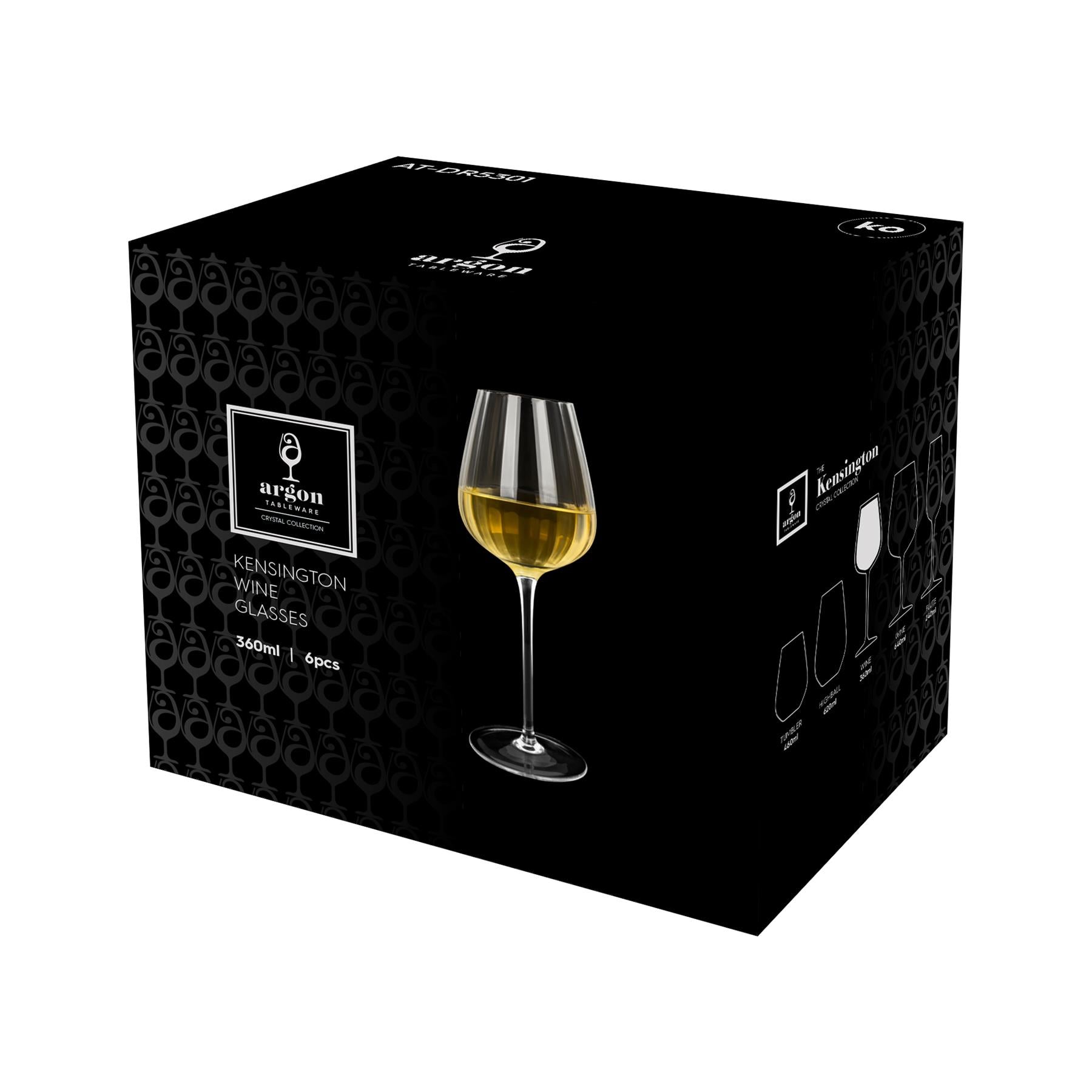 360ml Kensington Optic Crystal White Wine Glasses - Pack of 6