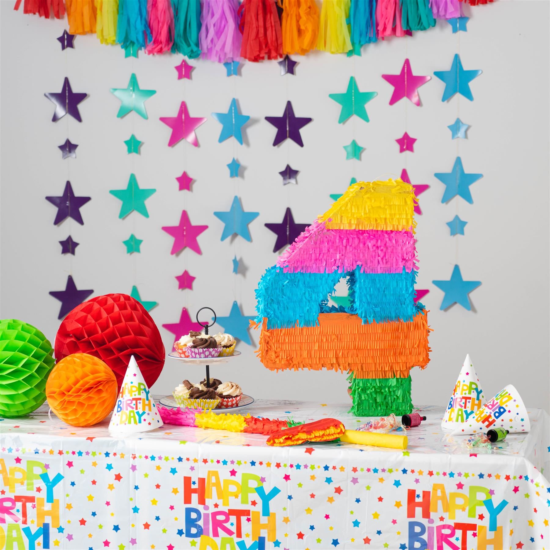 Number 4 Pop-Out Pinata with Stick & Blindfold - Multi Stick