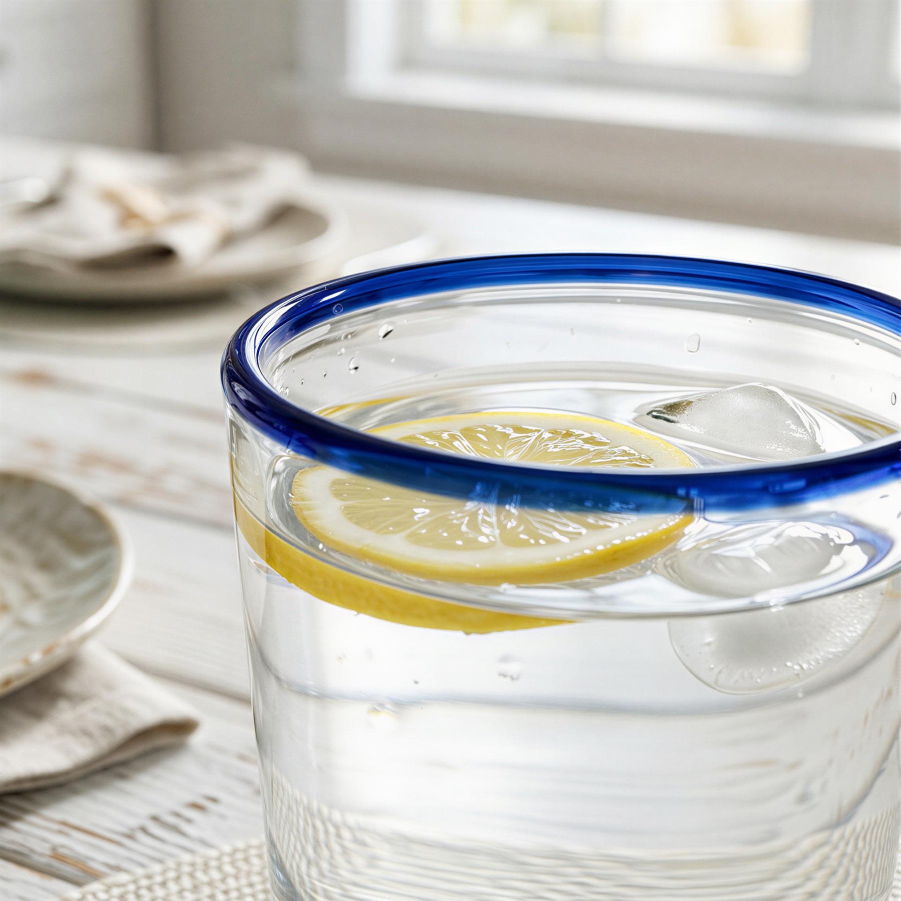6 Piece 250ml Glass Tumblers Set - Coloured Rim