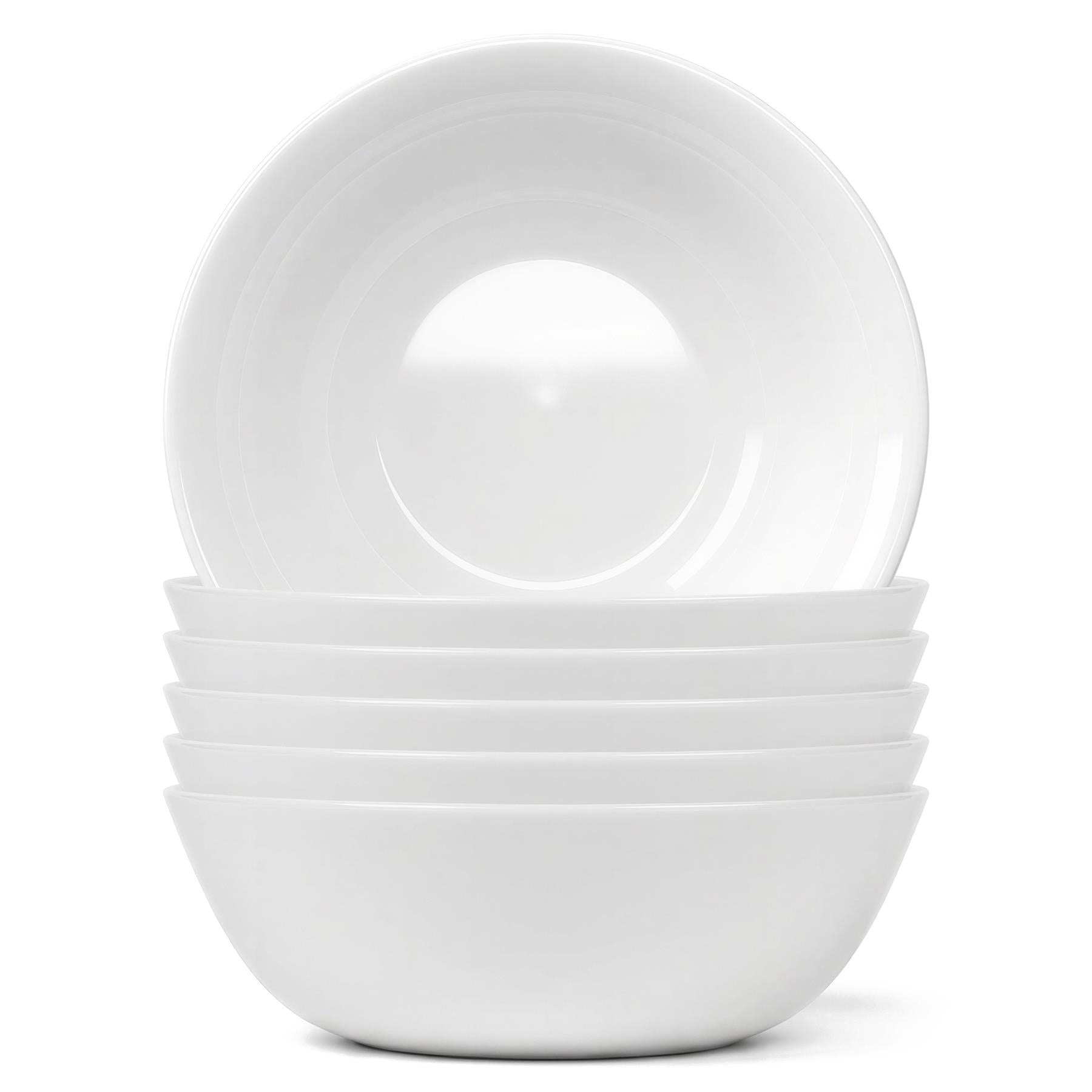 Round Opalware Salad Bowls - 19cm - White - Pack of 6