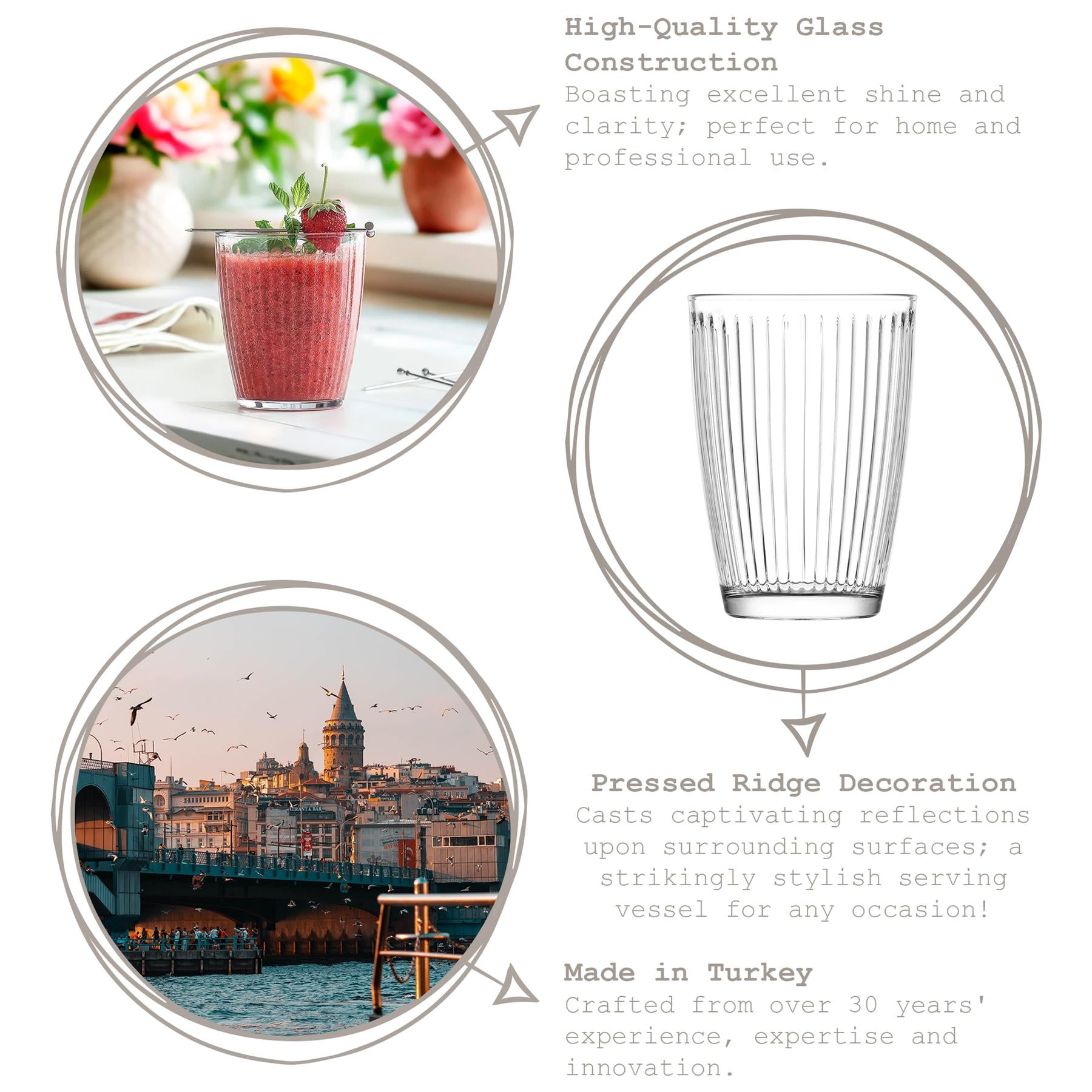 340ml Hestia Glass Tumblers - Pack of 6