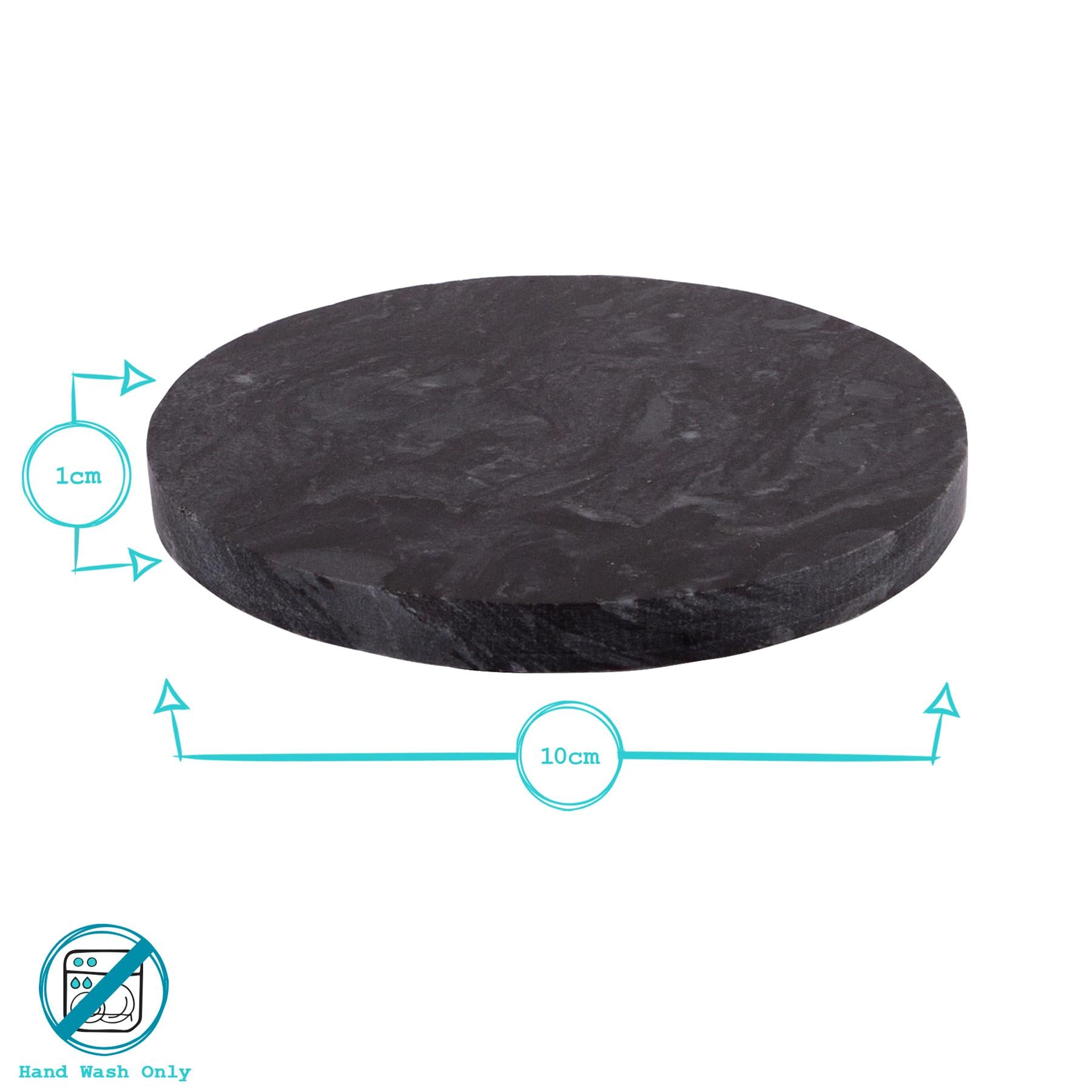 12pc Round Marble Placemats & Round Coasters Set - 30cm - Green