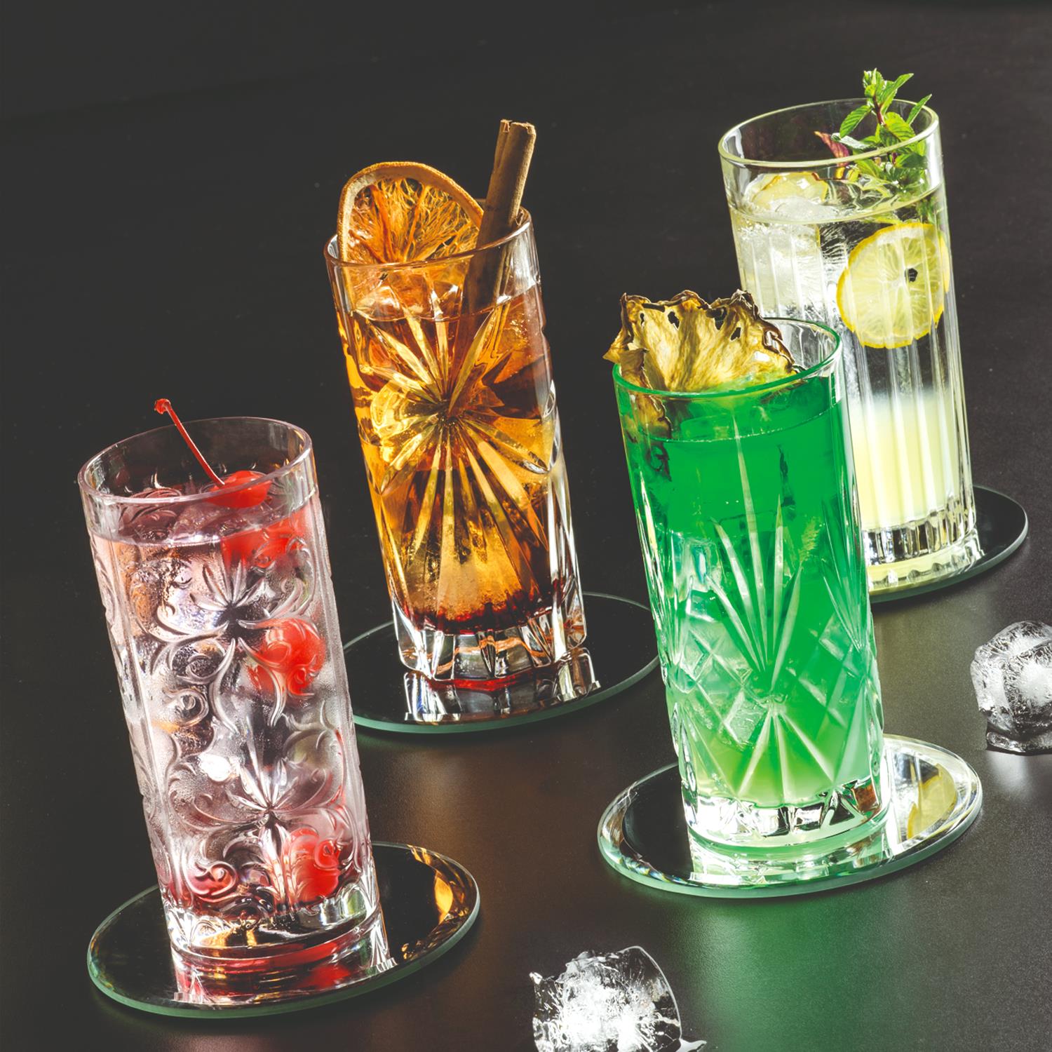 4 Piece 370ml Mixology Highball Glasses Set