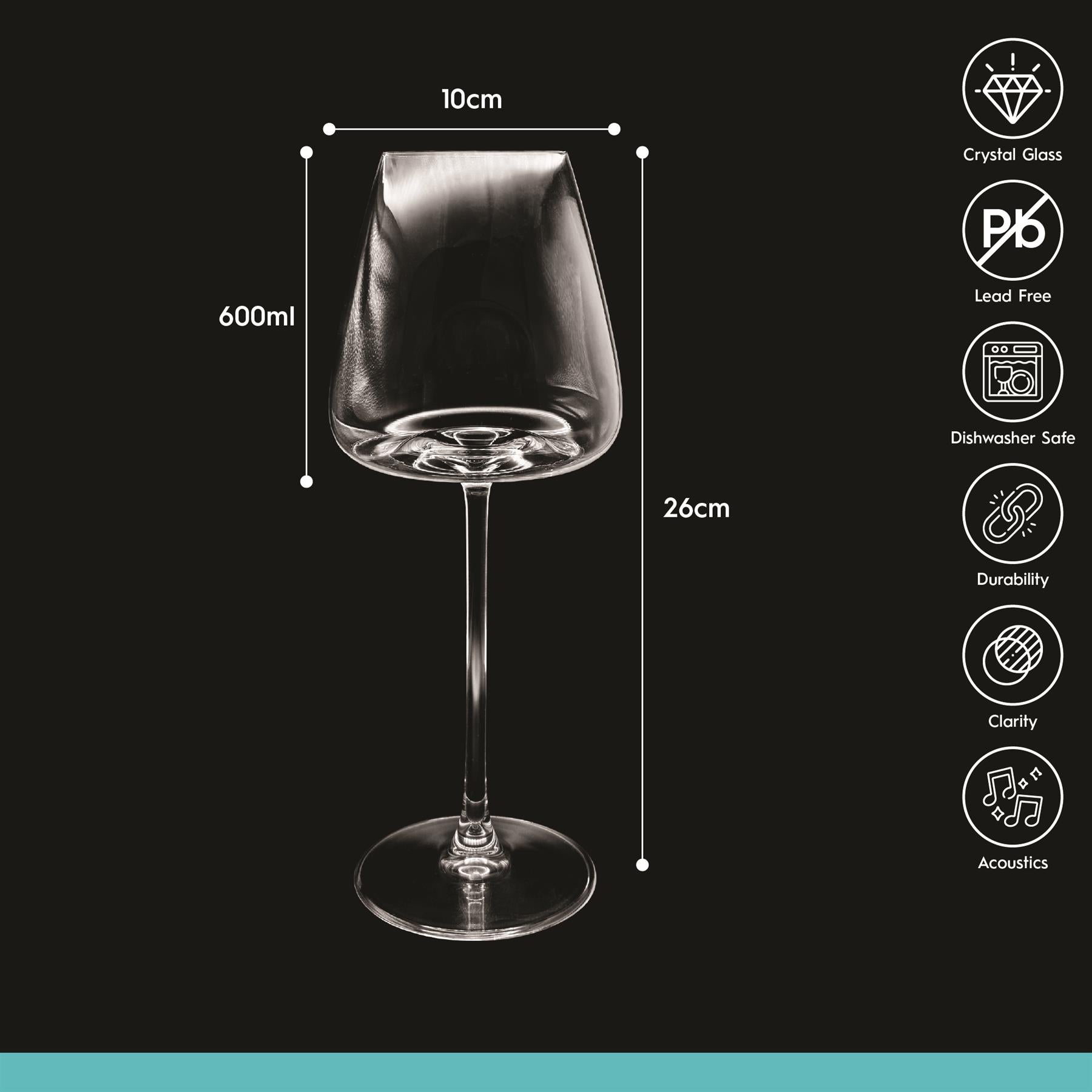 600ml Dulwich Crystal Rosé Wine Glasses - Pack of Six