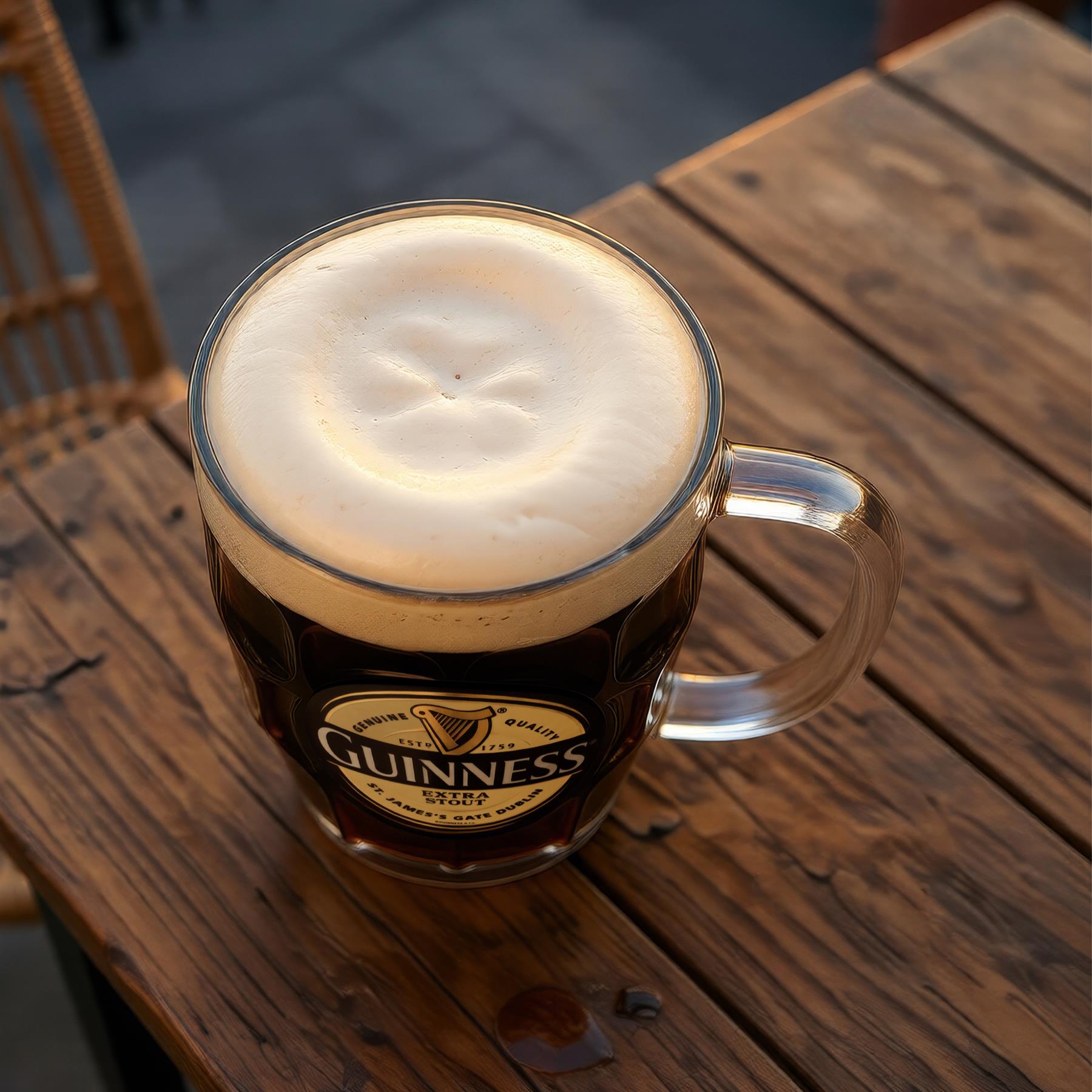 Guinness Label Dimpled Glass Tankard