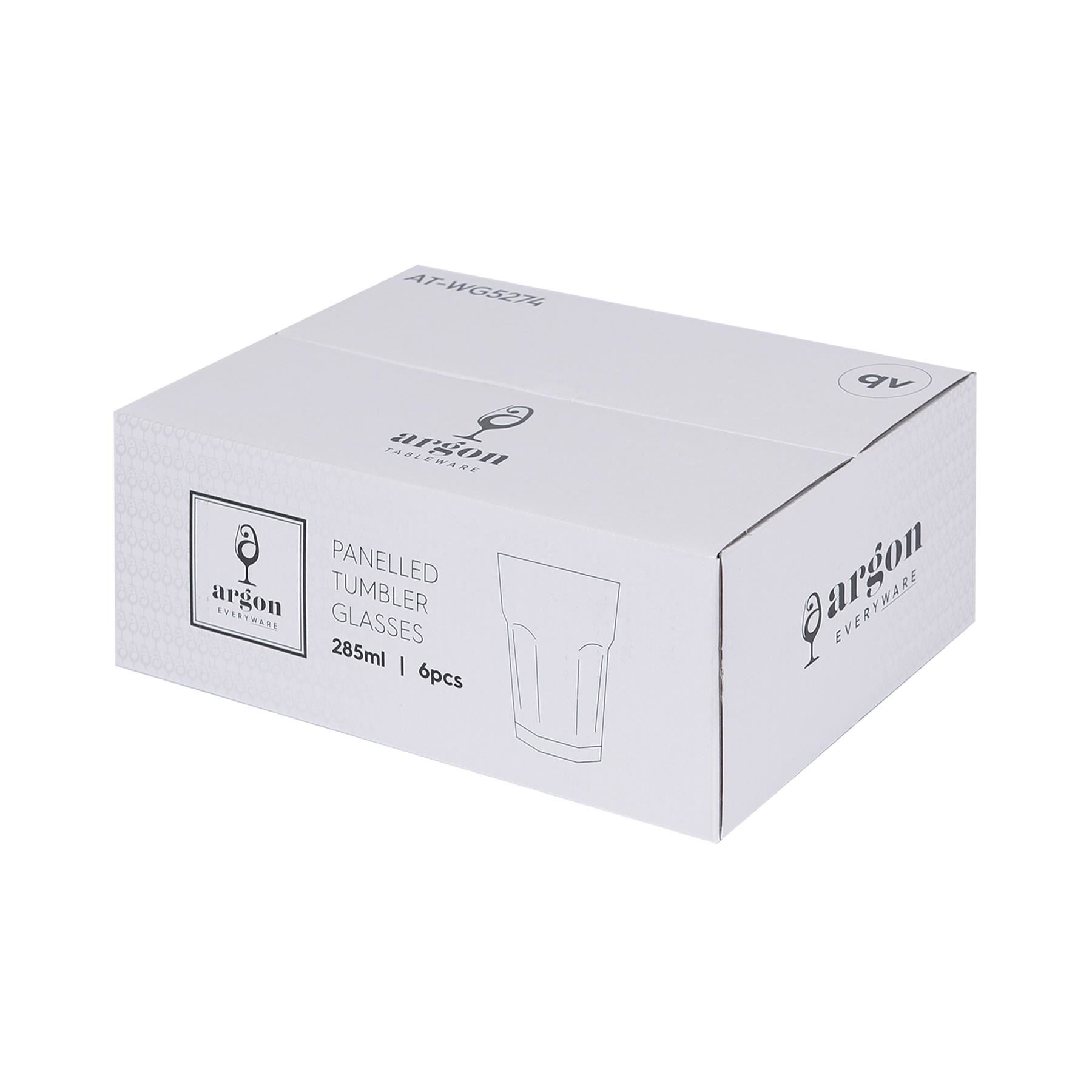285ml Panelled Glass Tumblers - Pack of 6