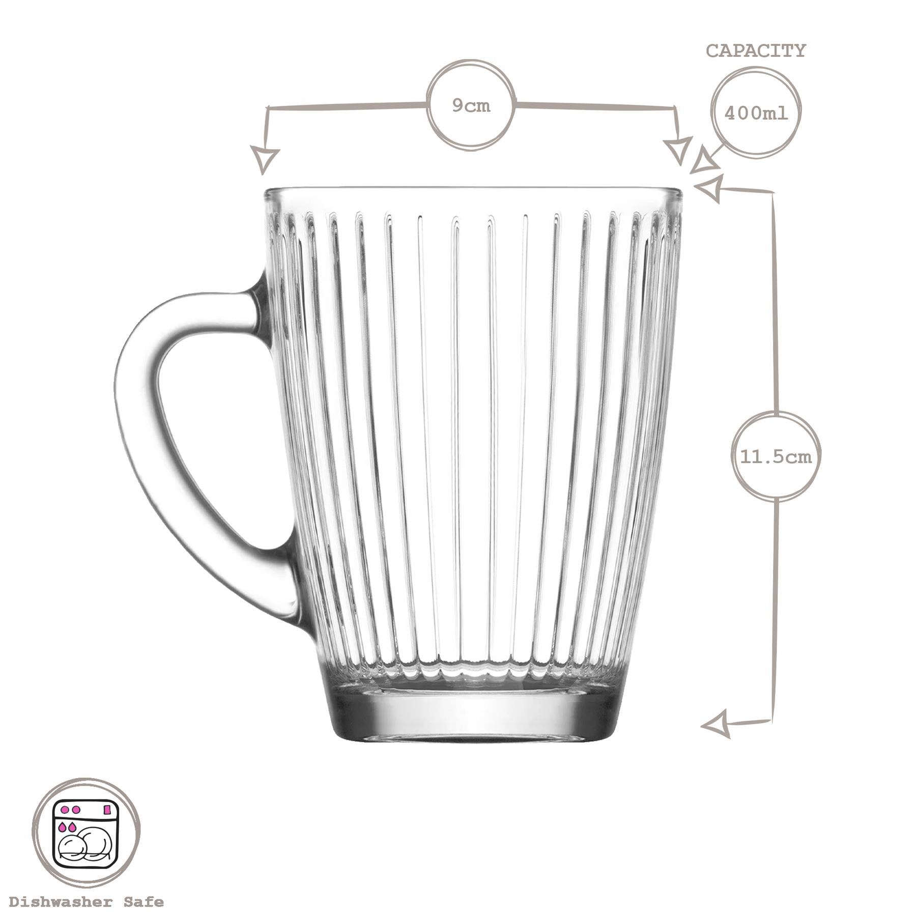 400ml Hestia Glass Mugs - Pack of 6