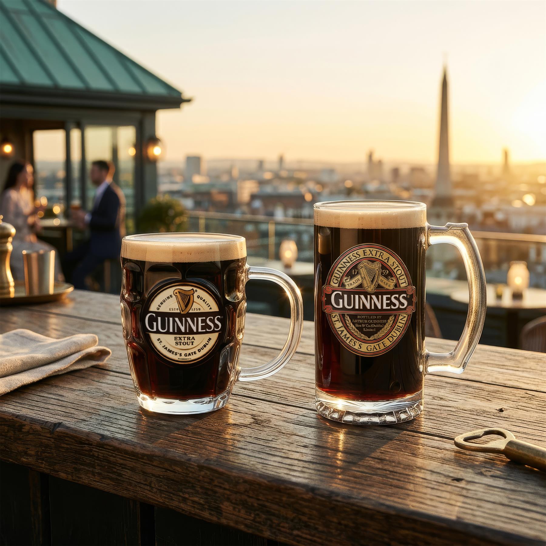 Guinness Label Dimpled Glass Tankard