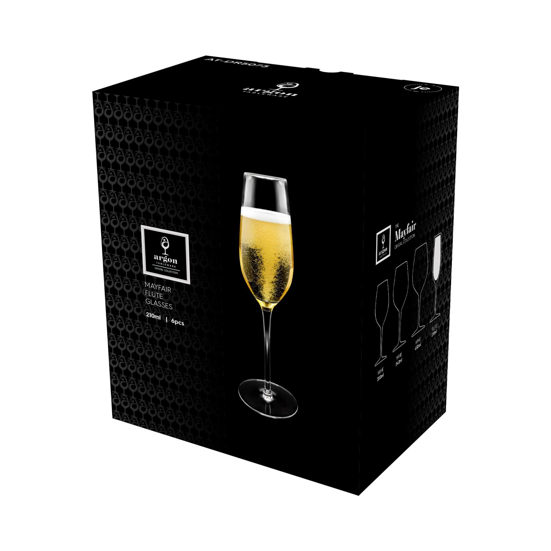 210ml Mayfair Crystal Champagne Flutes - Pack of 6