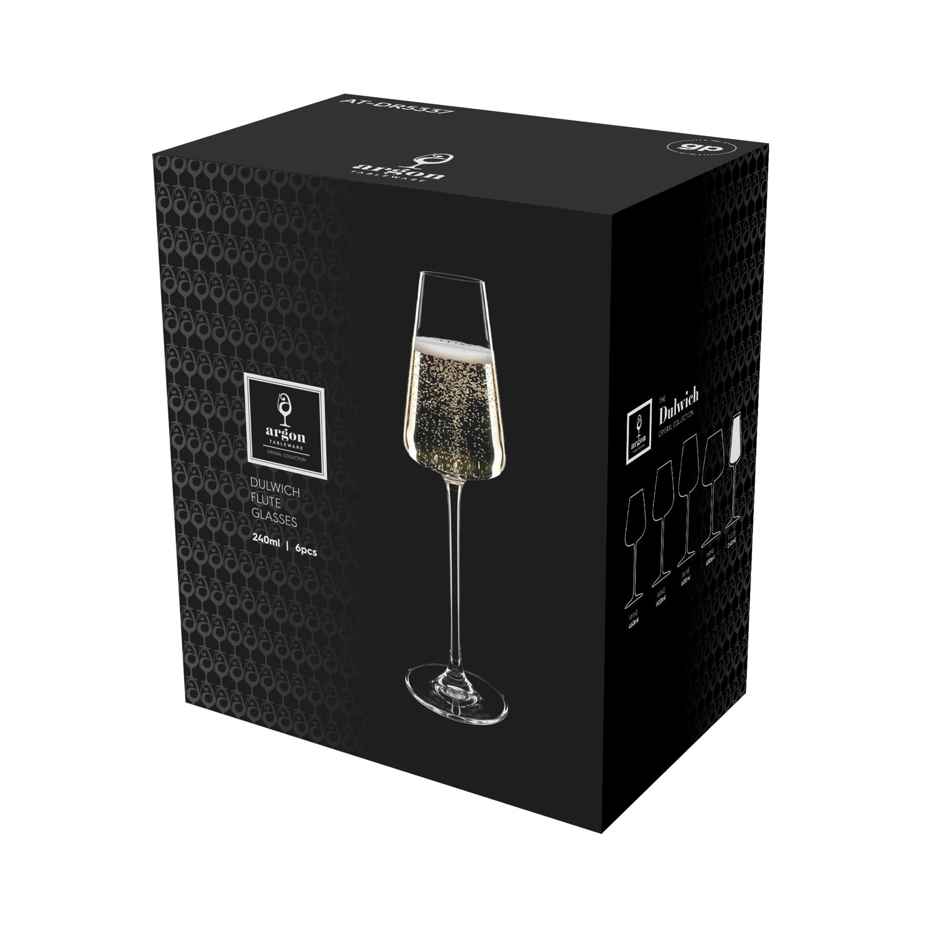 240ml Dulwich Crystal Champagne Flutes - Pack of Six