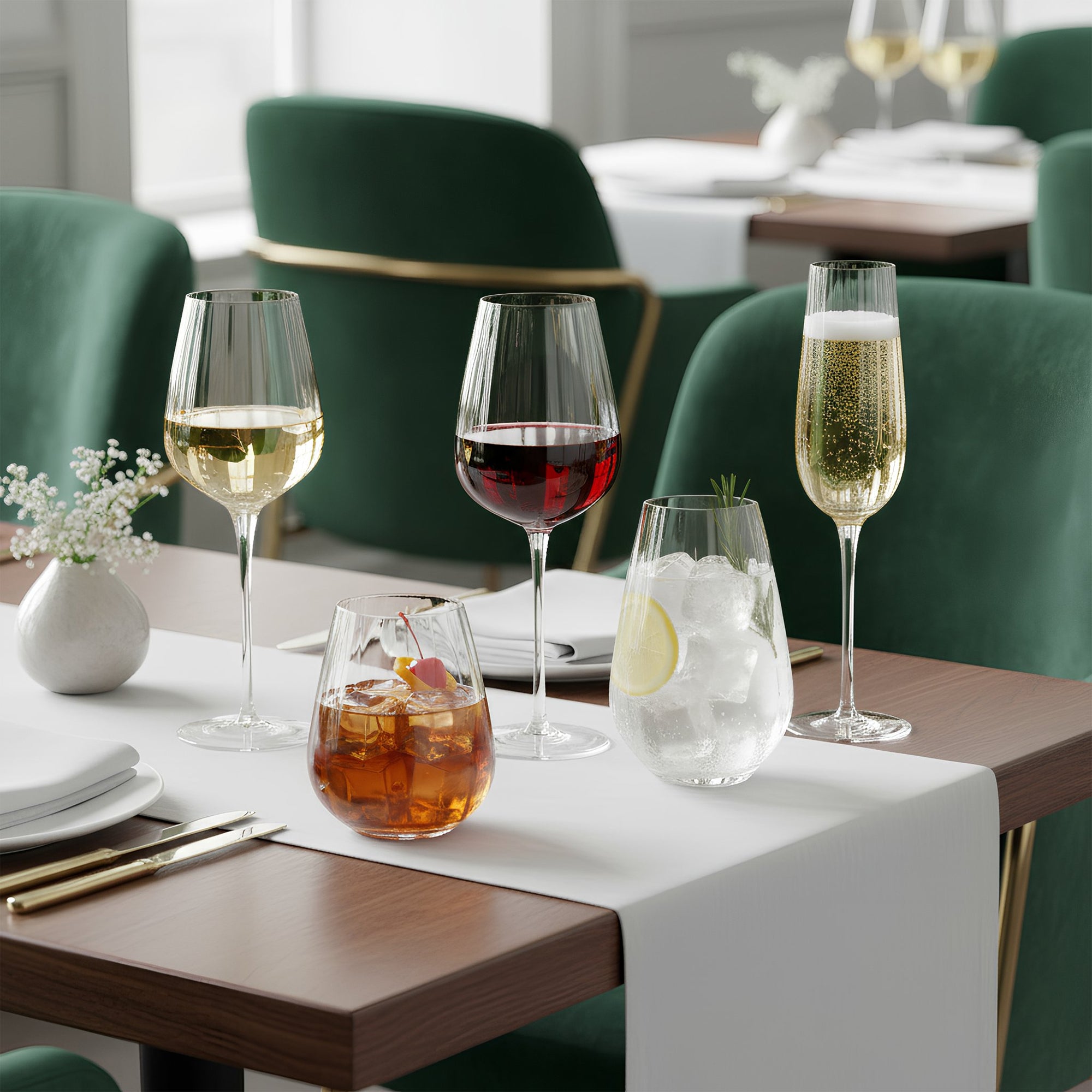 620ml Kensington Optic Crystal Highball Glasses - Pack of 6