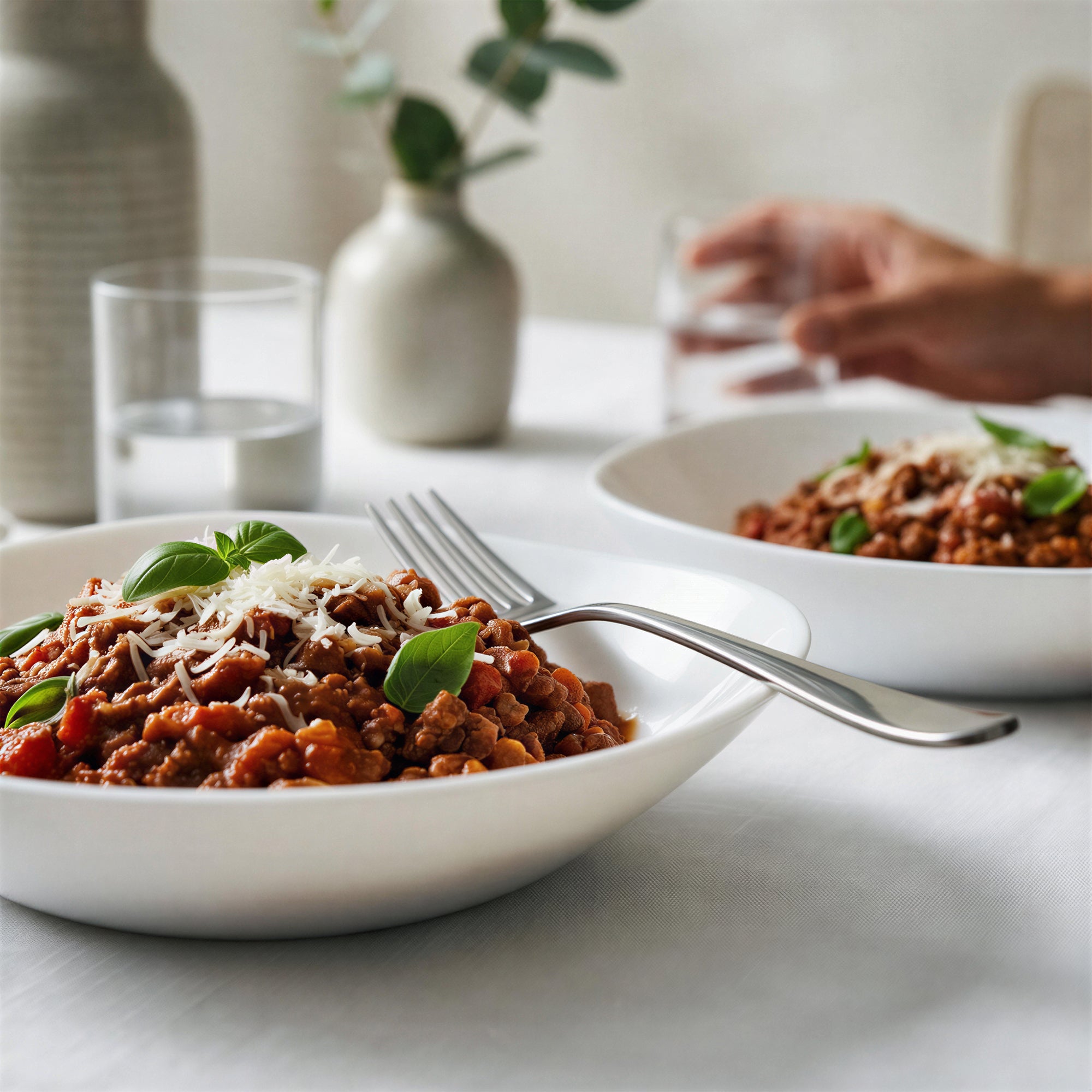 Square Opalware Pasta Bowls - 21cm - White - Pack of 6