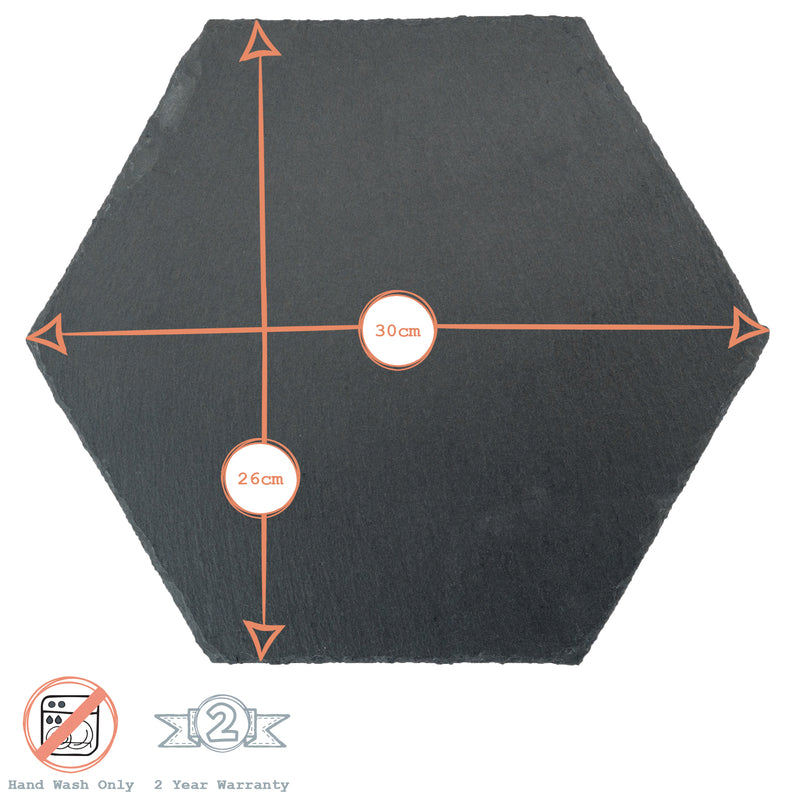 30cm Hexagonal Slate Placemats - Pack of Six - By Argon Tableware