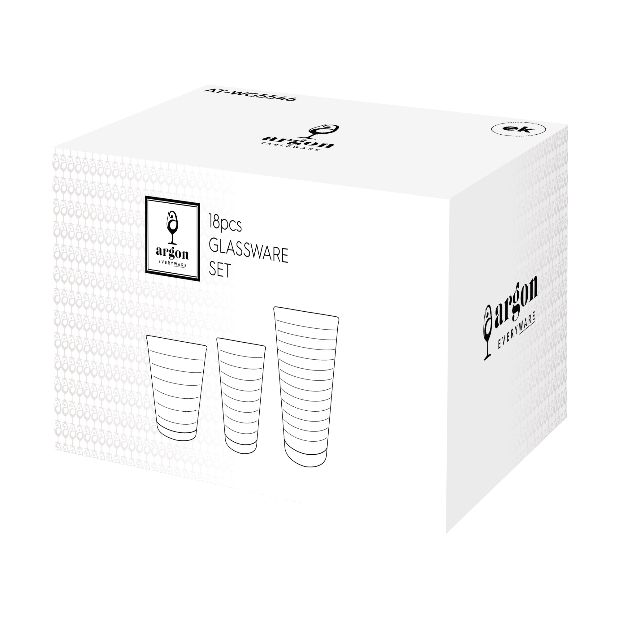 18 Piece Ribbed Glass Tumblers Set - 3 Sizes