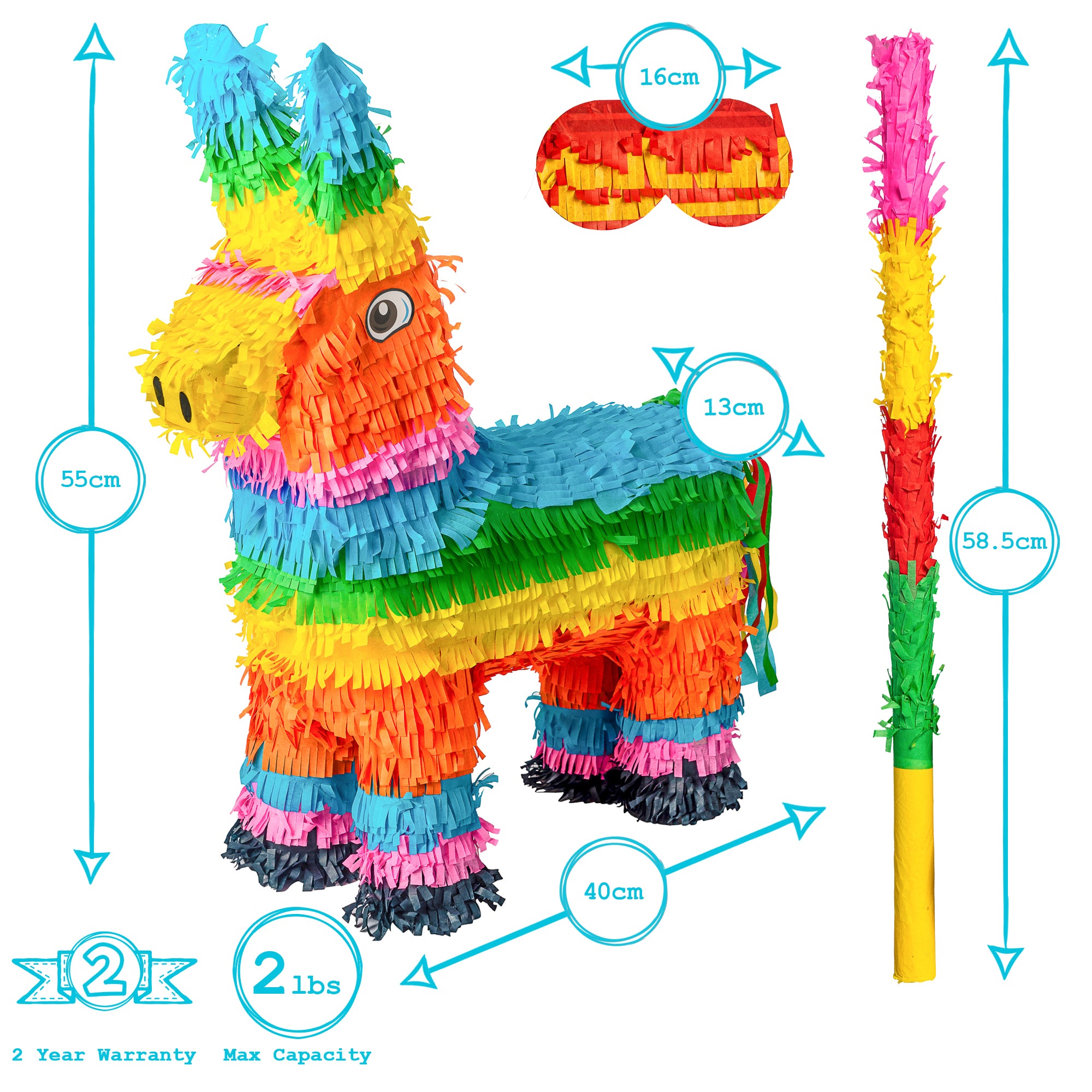 Donkey Pinata with Stick & Blindfold