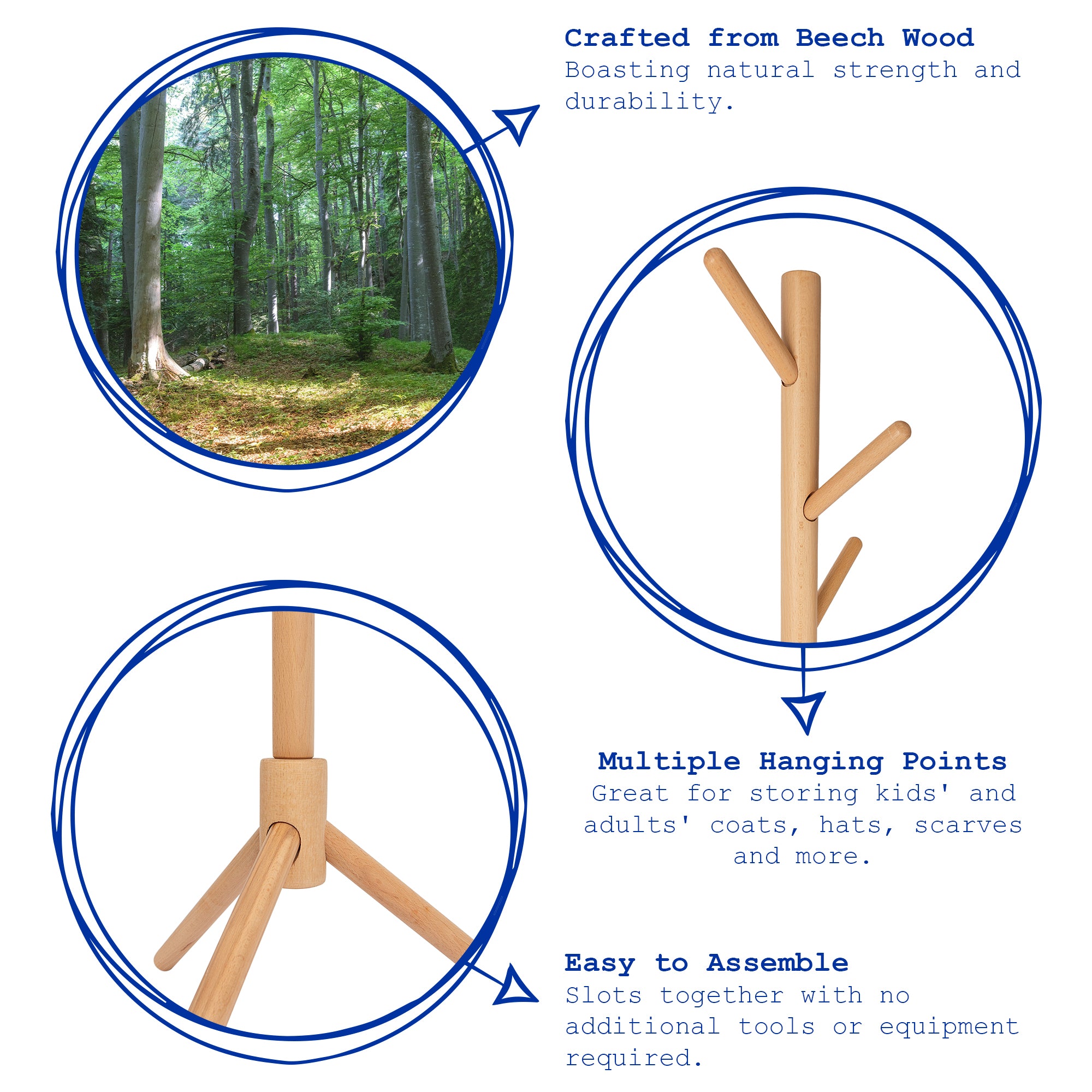 Free-Standing Wooden Coat Rack - Gray