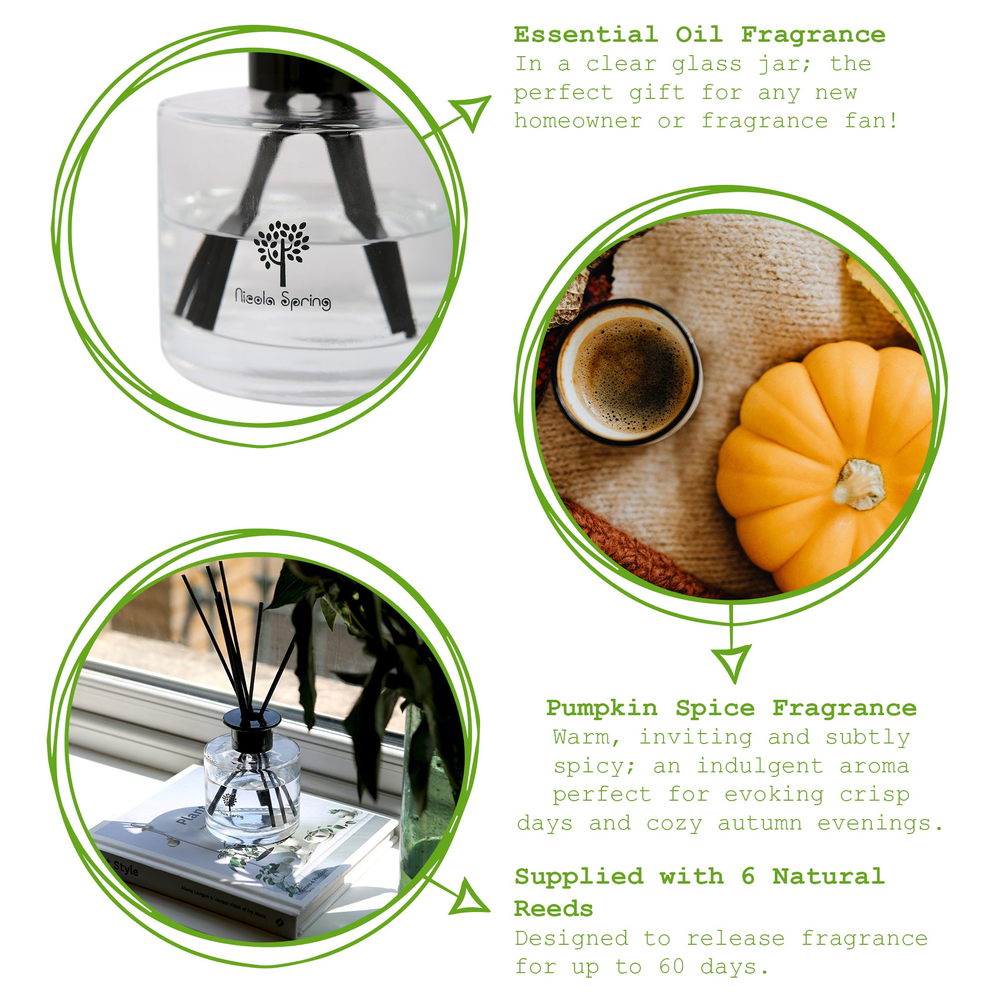 Glass Reed Diffuser - 200ml - Pumpkin Spice