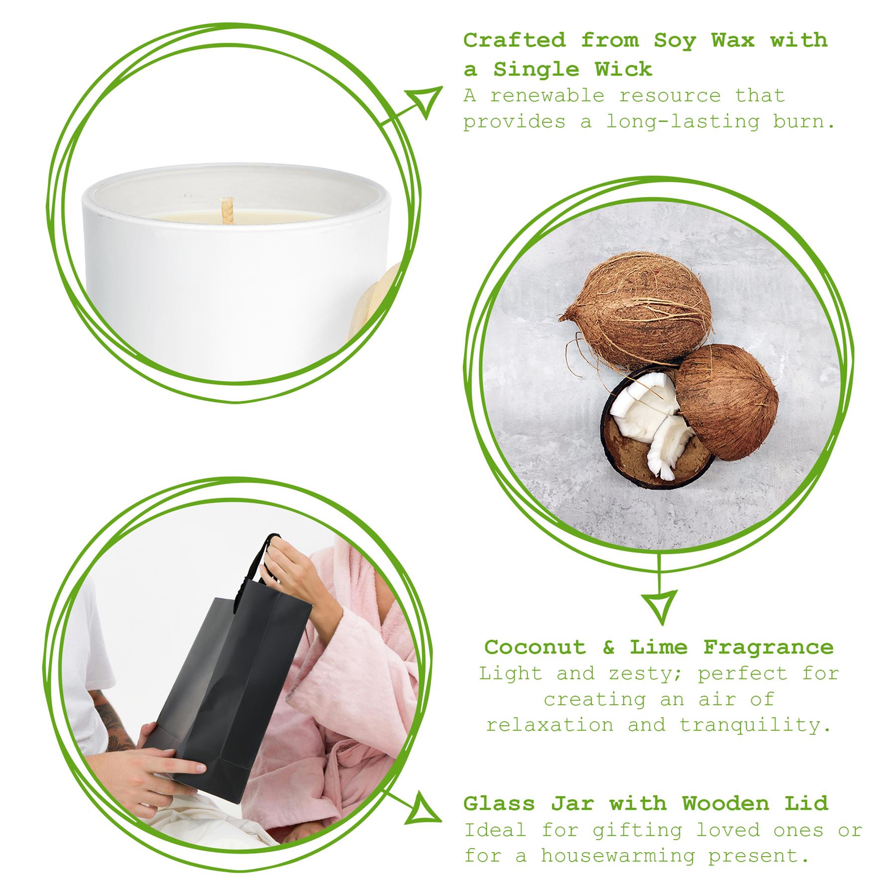 White Soy Wax Scented Candle - 130g - Coconut & Lime