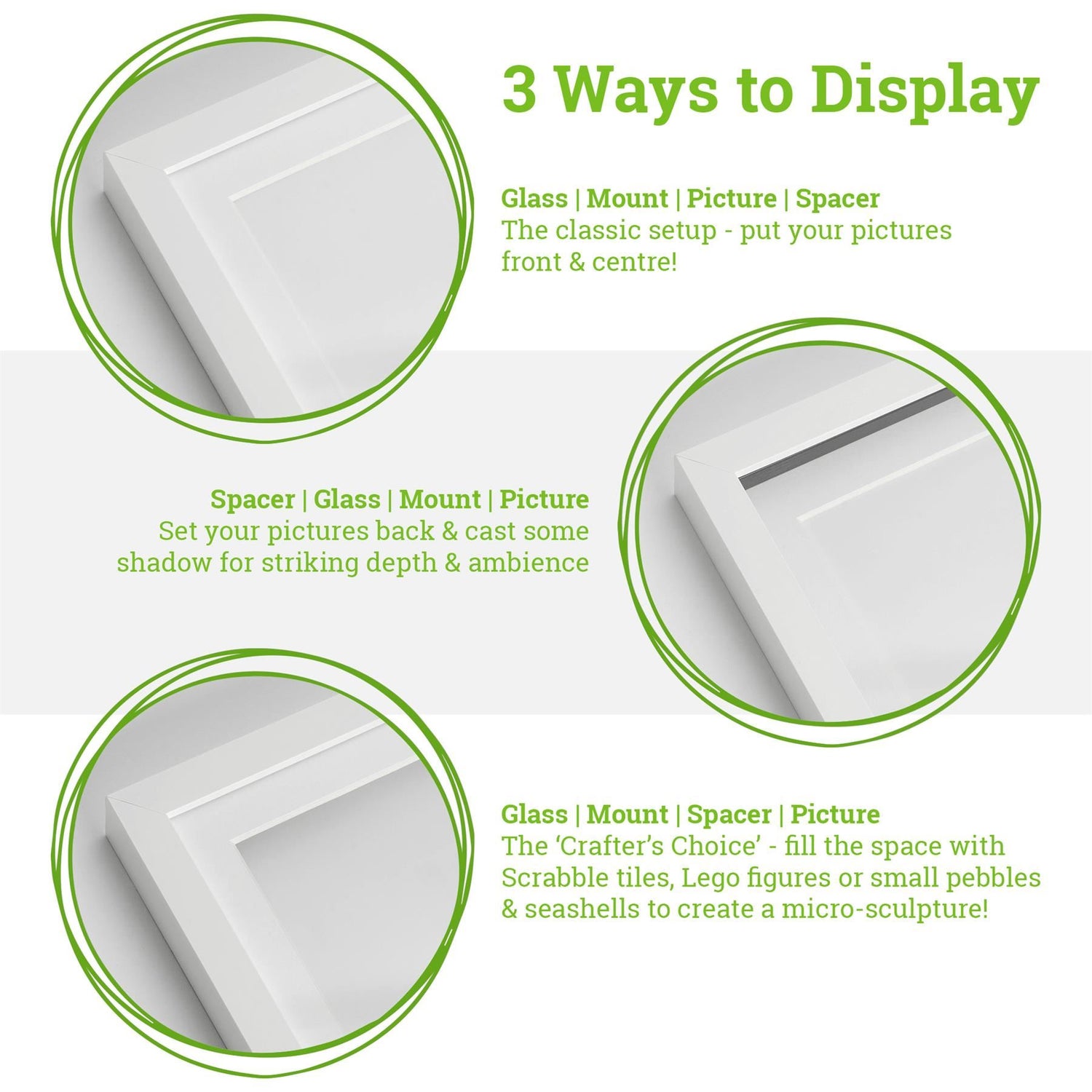 White 4" x 4" Deep Box Frame with 2" x 2" Mount - By Nicola Spring