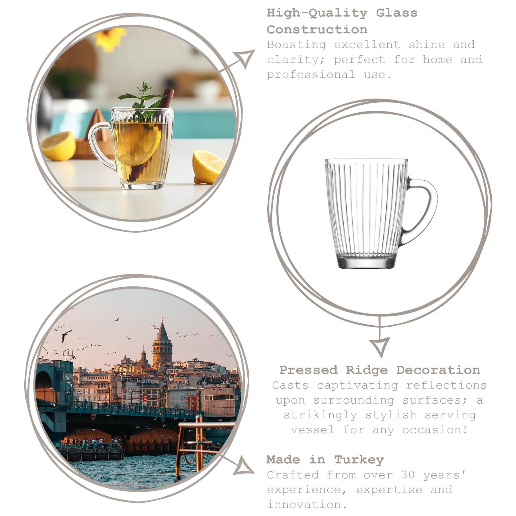 300ml Hestia Glass Mugs - Pack of 6