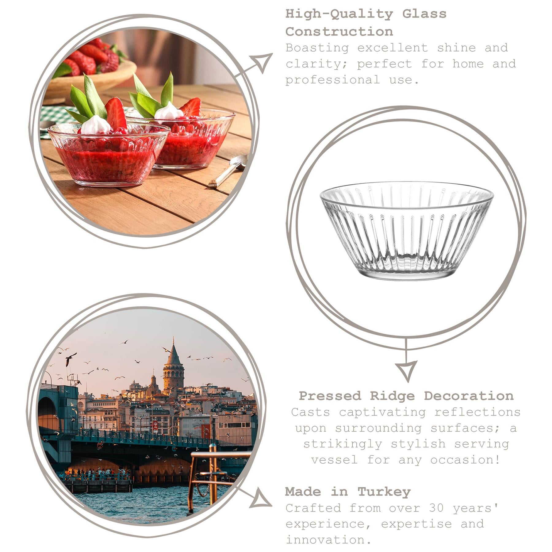 Hestia Glass Snack Bowls - 10.5cm - Pack of 6