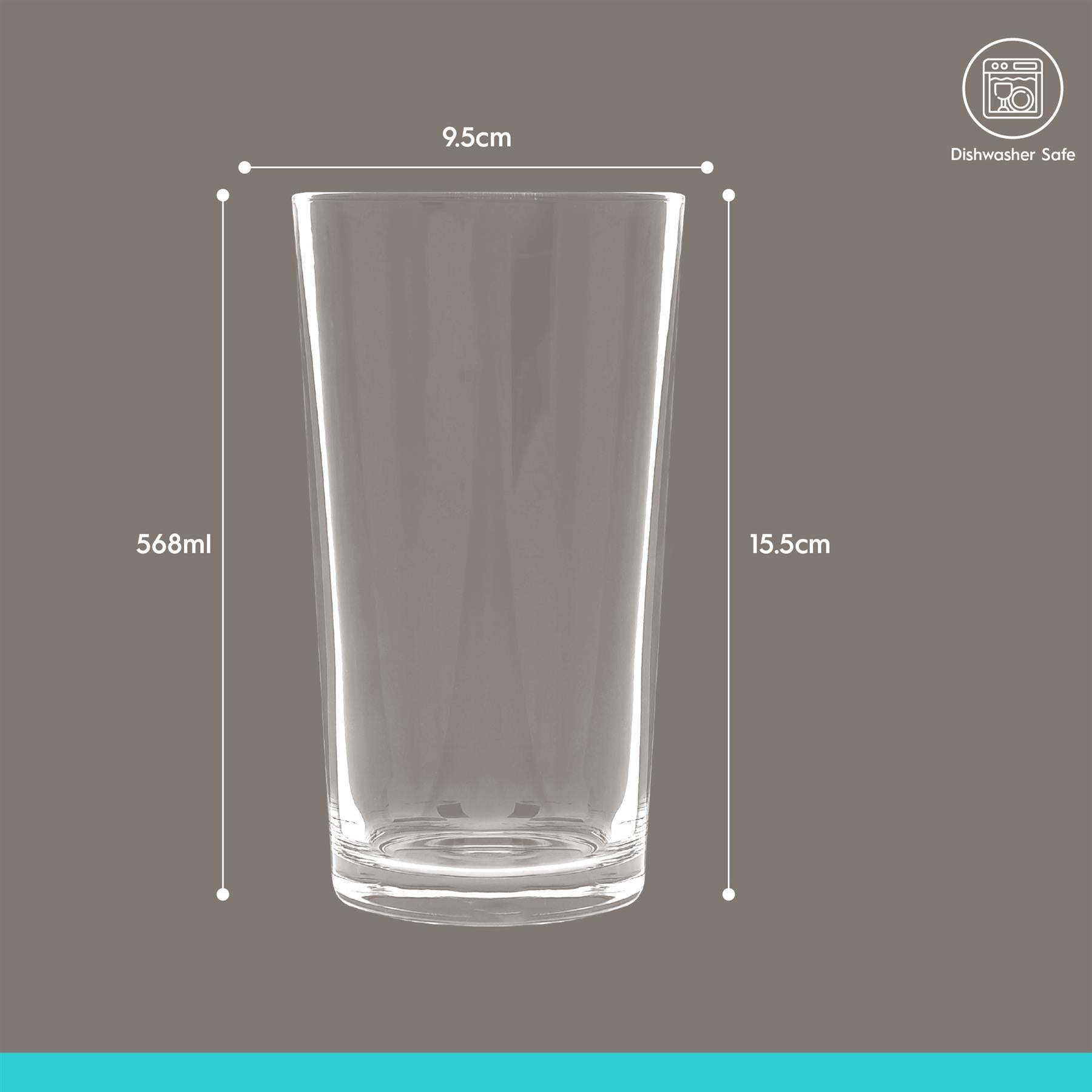 568ml (20oz) Conical Pint Beer Glasses - Pack of 24