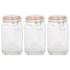 1.25L Square Glass Jars with Clip-Top Lids - Pack of 3 - By Argon Tableware