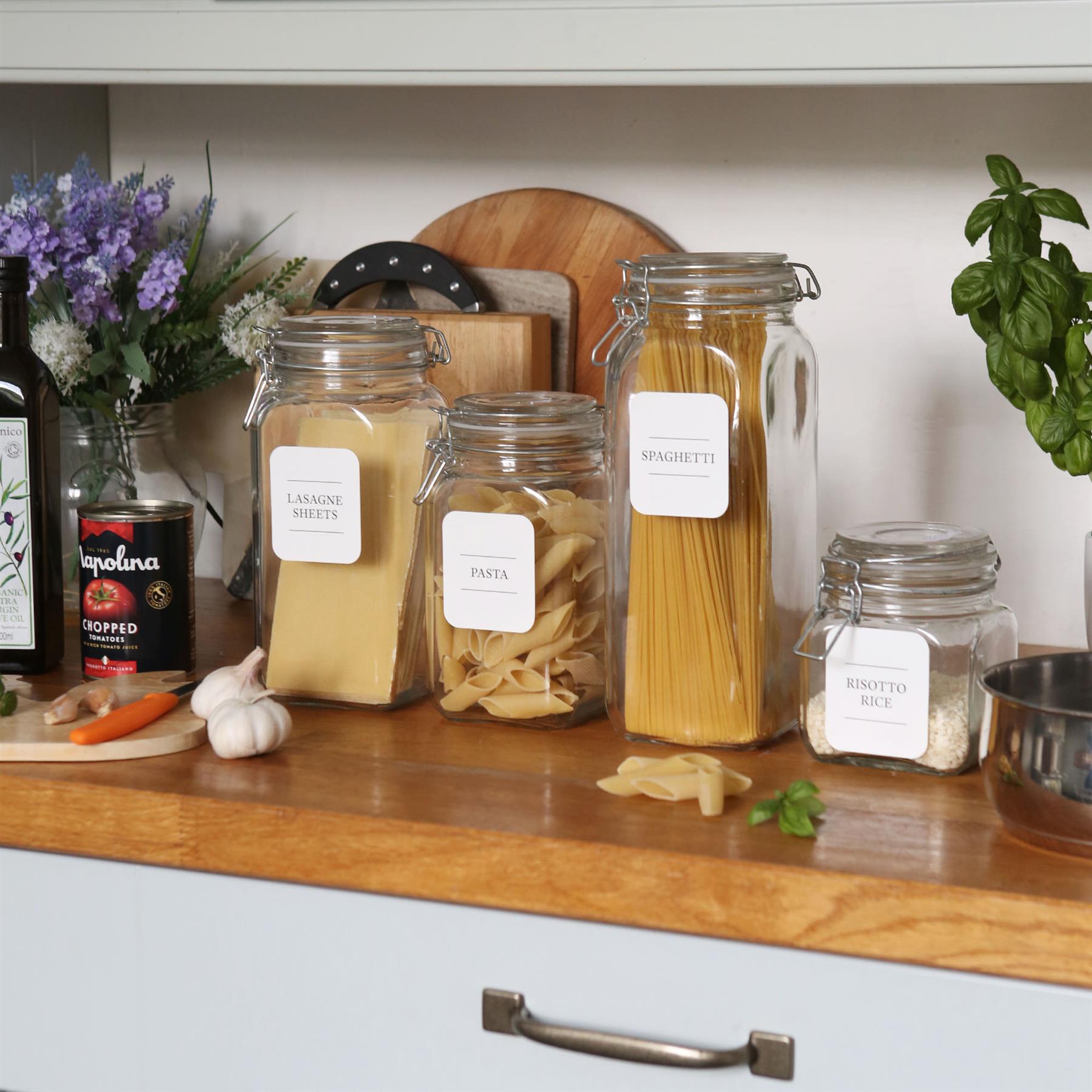 760ml Square Glass Jars with Clip-Top Lids - Pack of Three