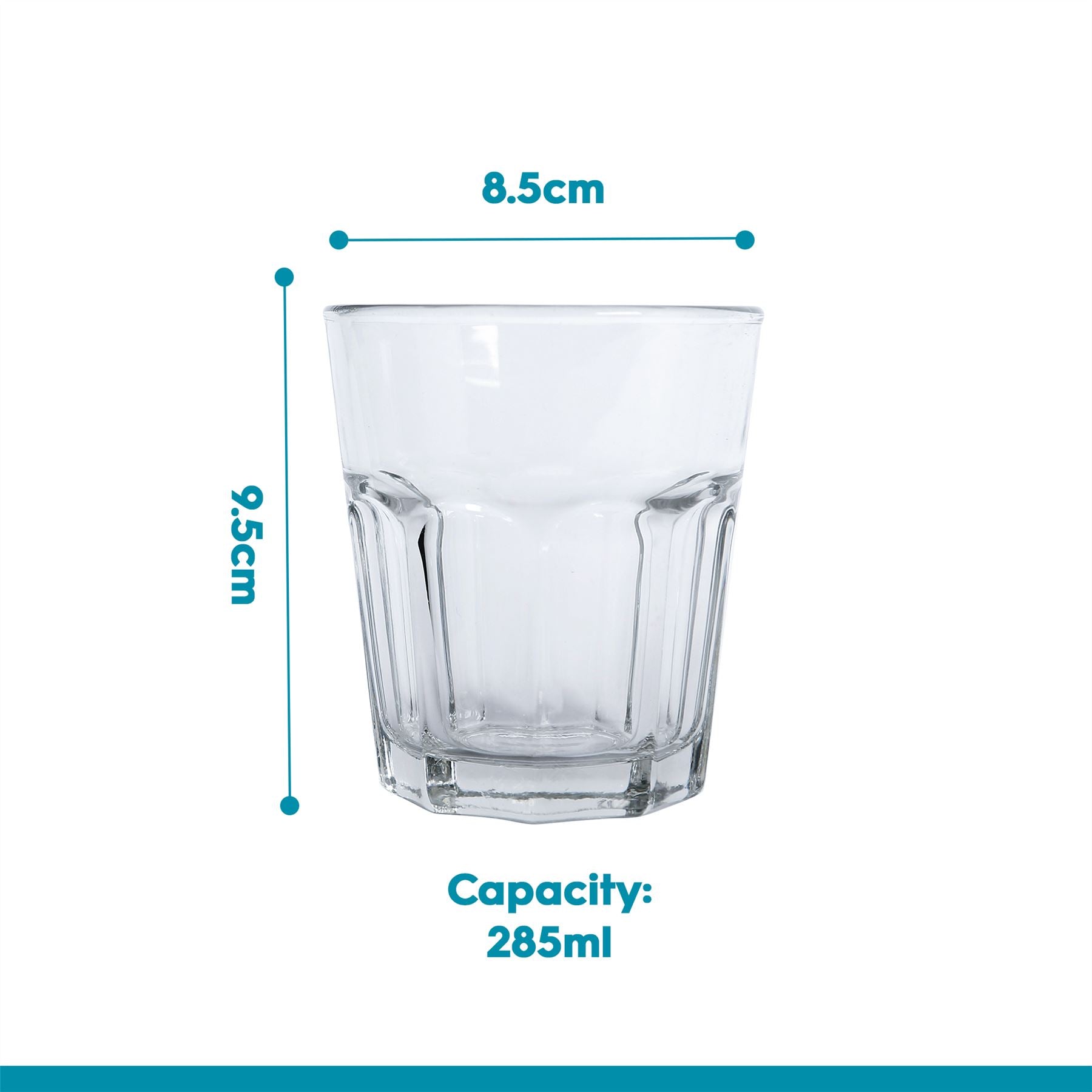 285ml Panelled Glass Tumblers - Pack of 6