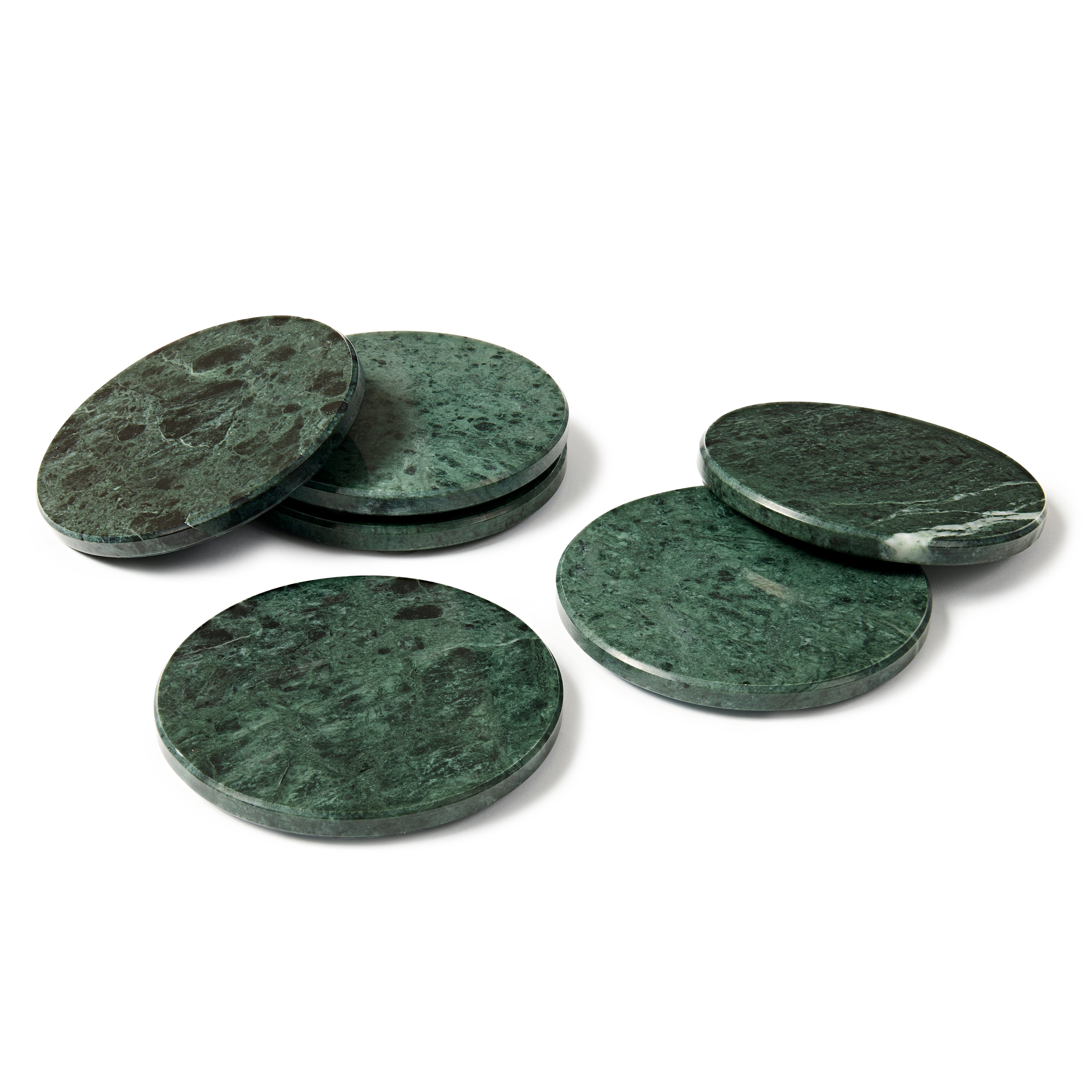 12pc Rectangle Marble Placemats & Round Coasters Set - 30cm x 20cm - Green