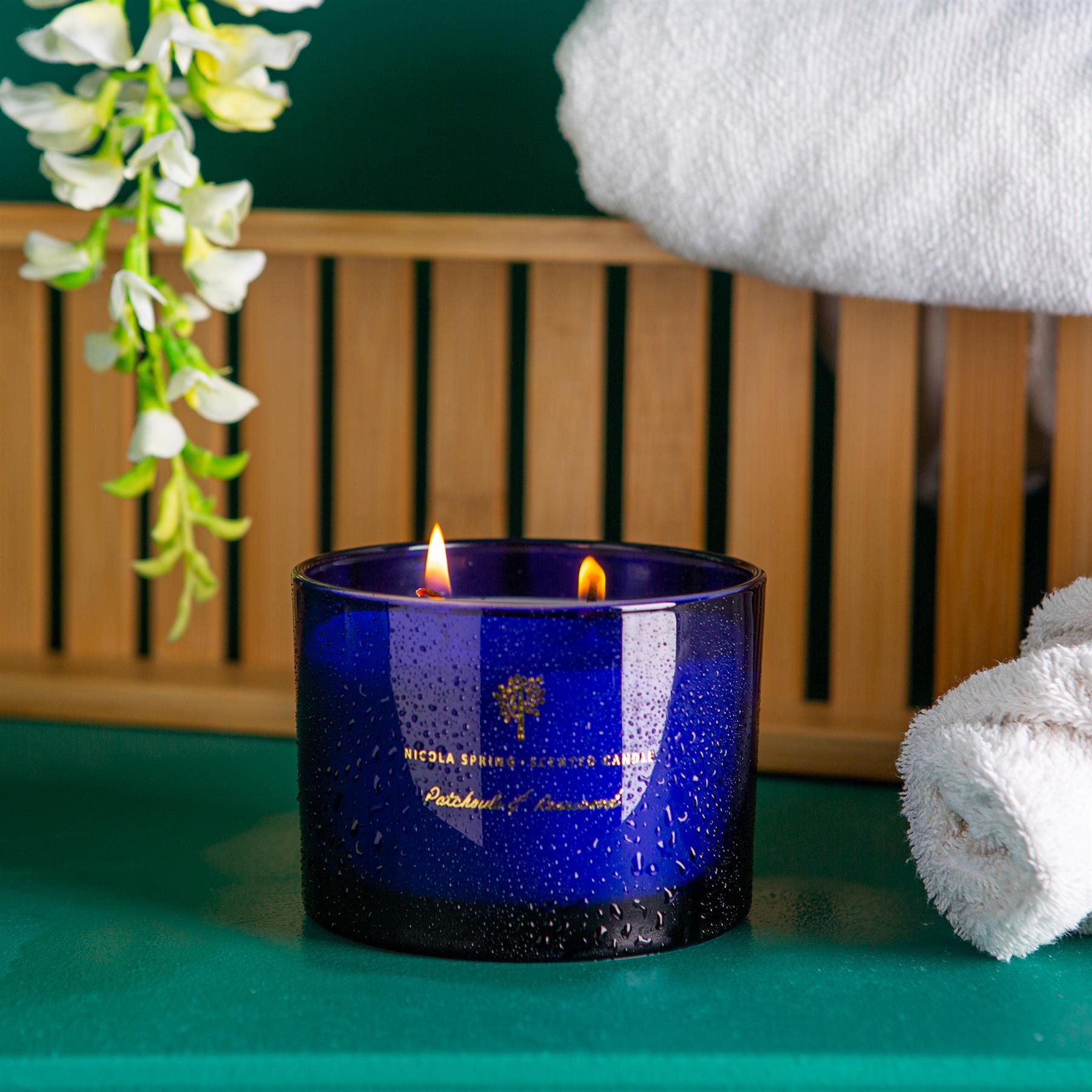 350g Double Wick Patchouli & Rosewood Scented Soy Wax Candle
