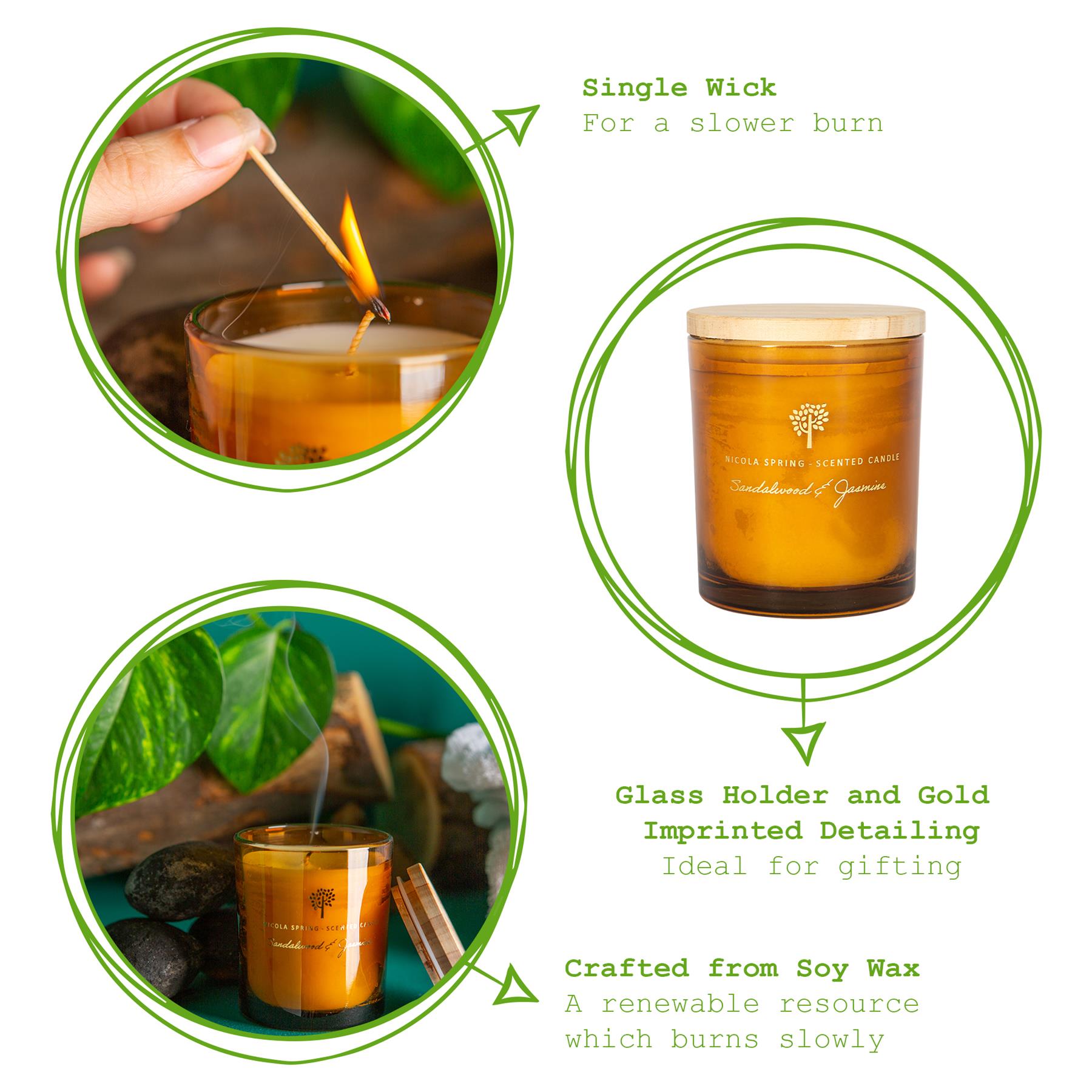 130g Sandalwood & Jasmine Scented Soy Wax Candle