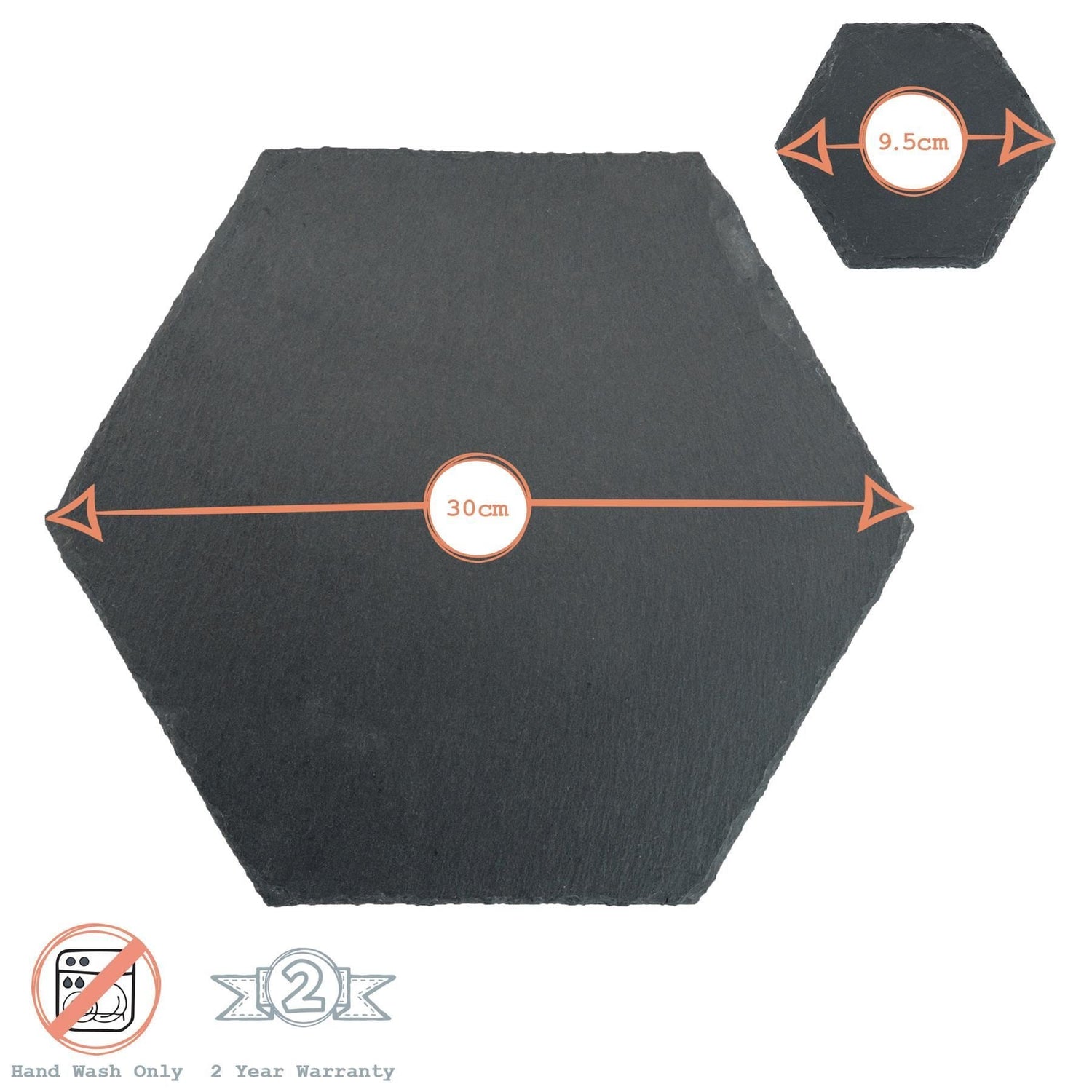 12pc Black Hexagon Slate Placemat & Coaster Sets