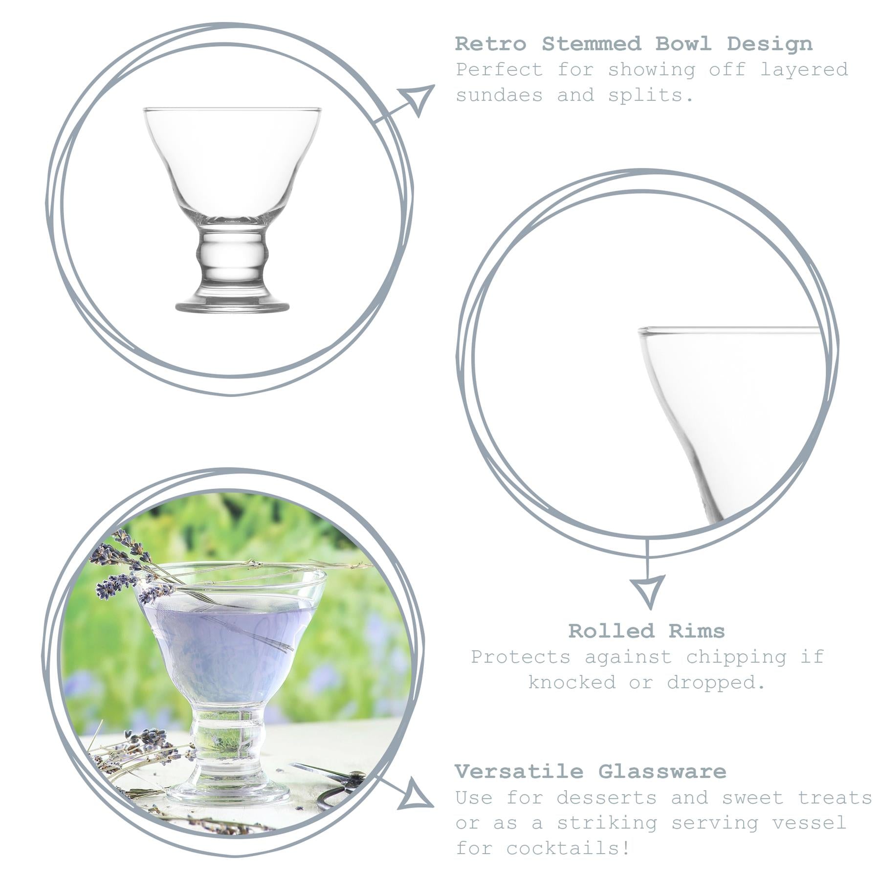 255ml Orion Ice Cream Glasses - Pack of Six