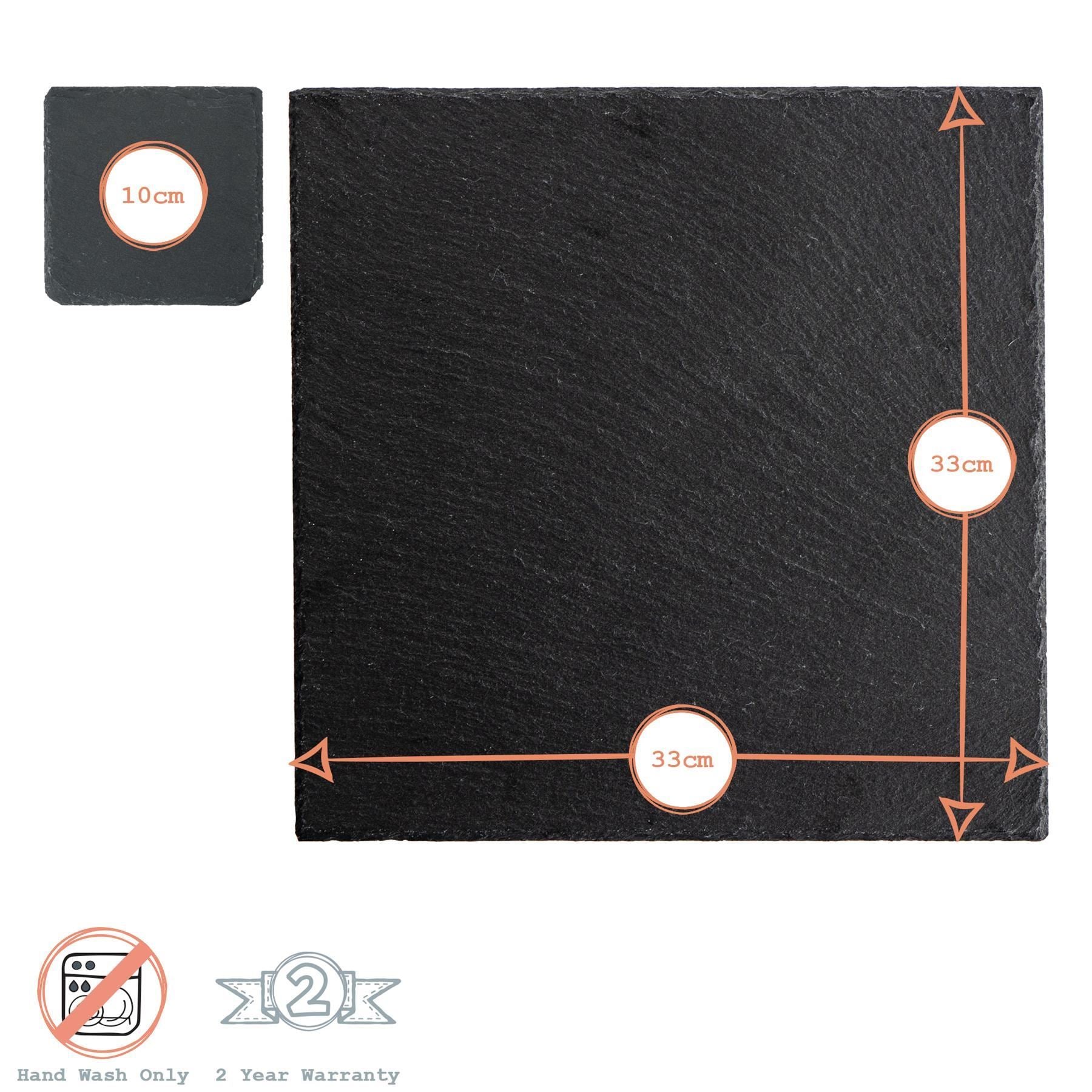 12pc Black Square Slate Placemat & Coaster Sets