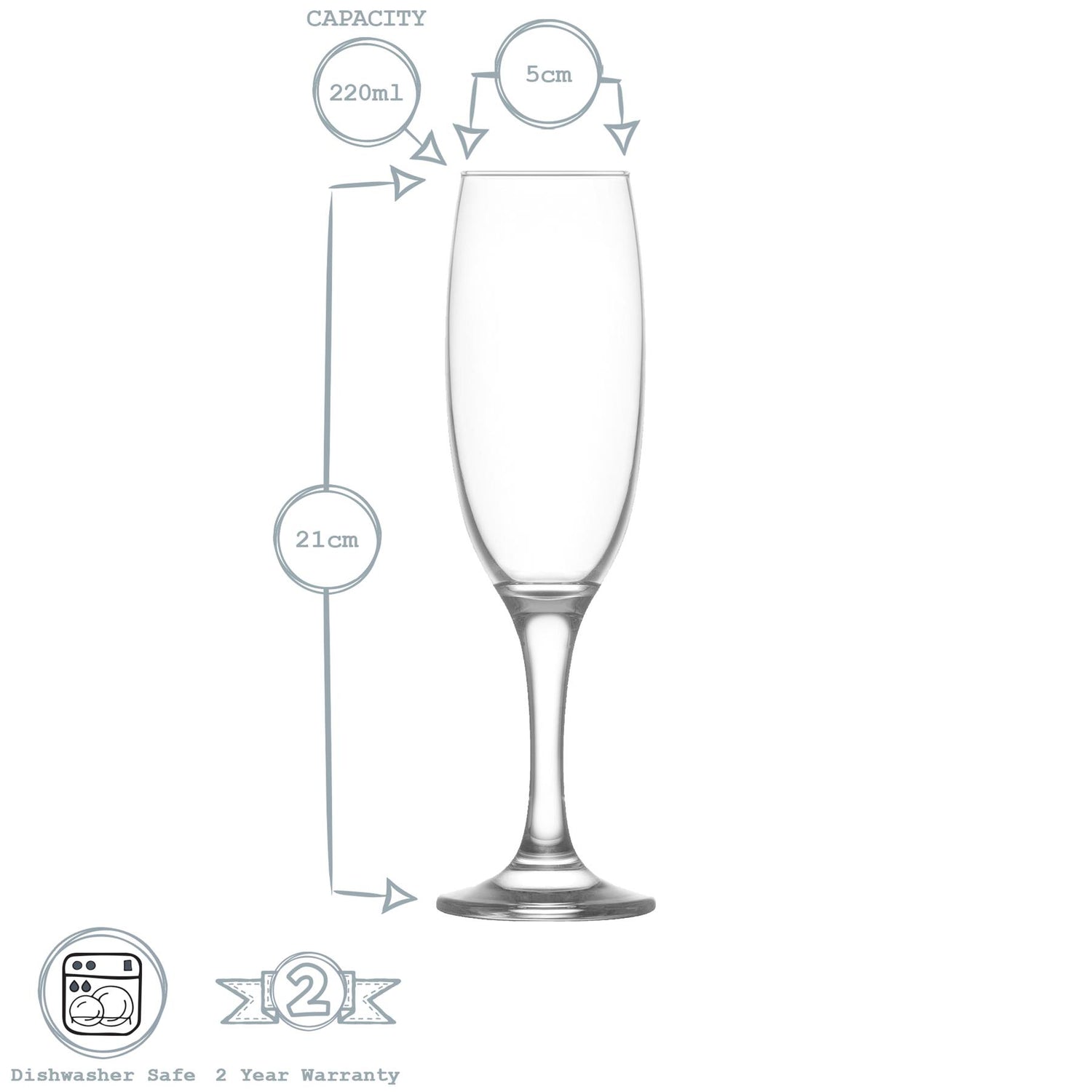 220ml Empire Champagne Flutes - Pack of Six