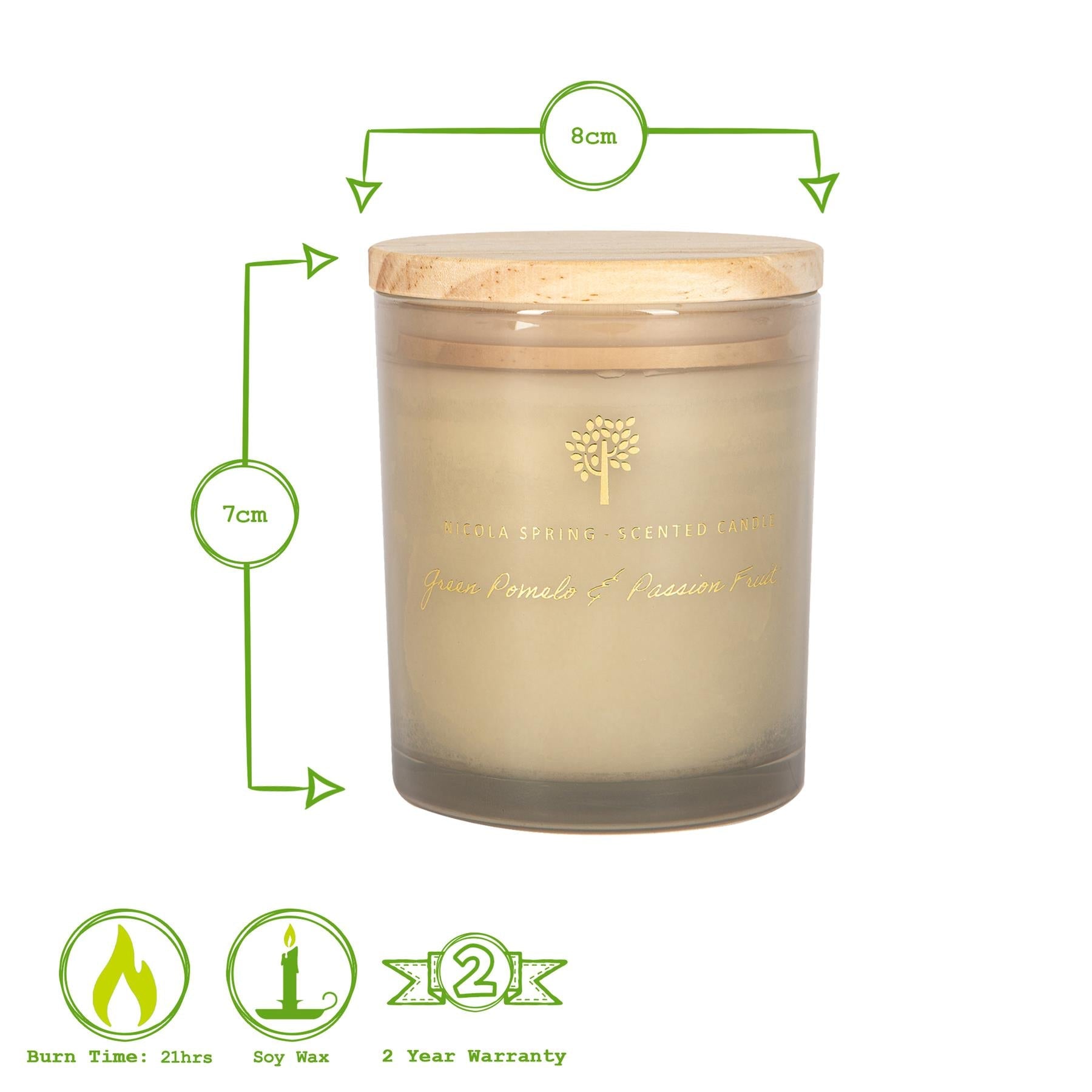 130g Green Pomelo & Passion Fruit Scented Soy Wax Candle