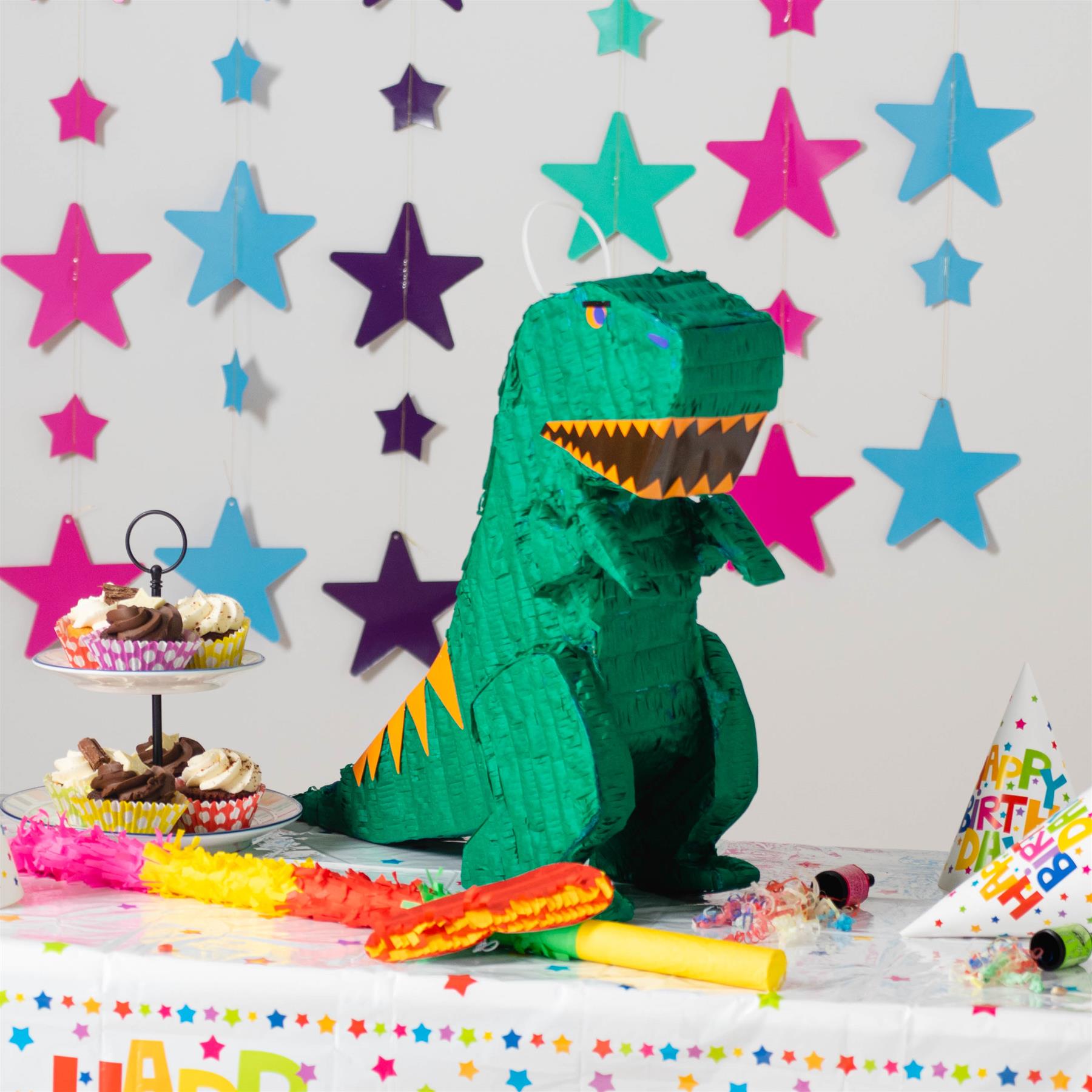 Dinosaur Pinata with Stick & Blindfold