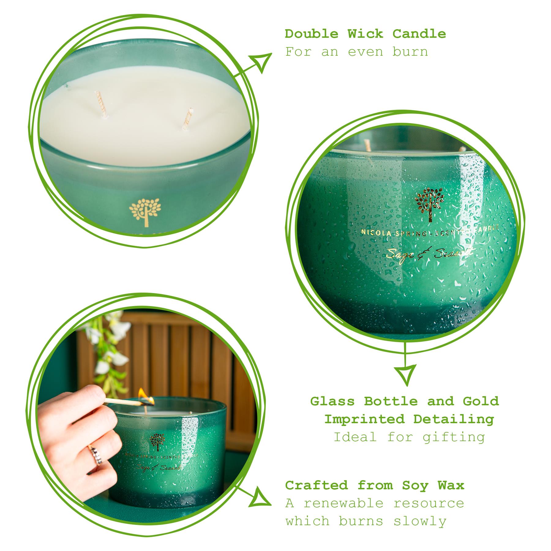 350g Double Wick Sage & Seasalt Scented Soy Wax Candle
