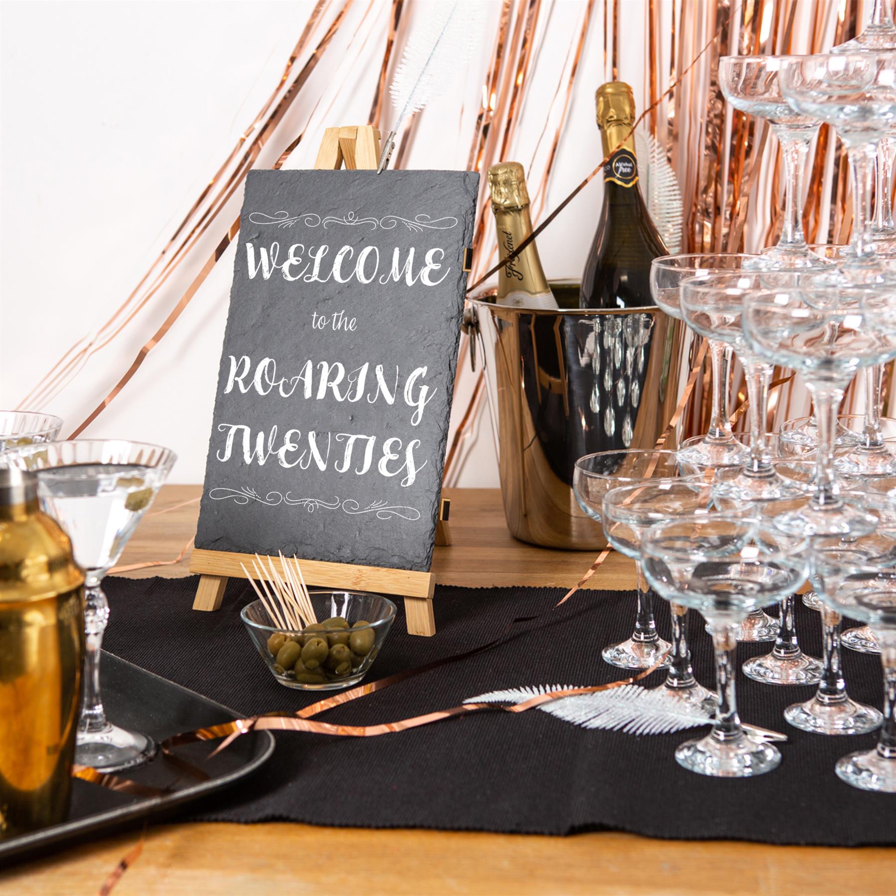 2pc Wooden Table Easel & Slate Board Set